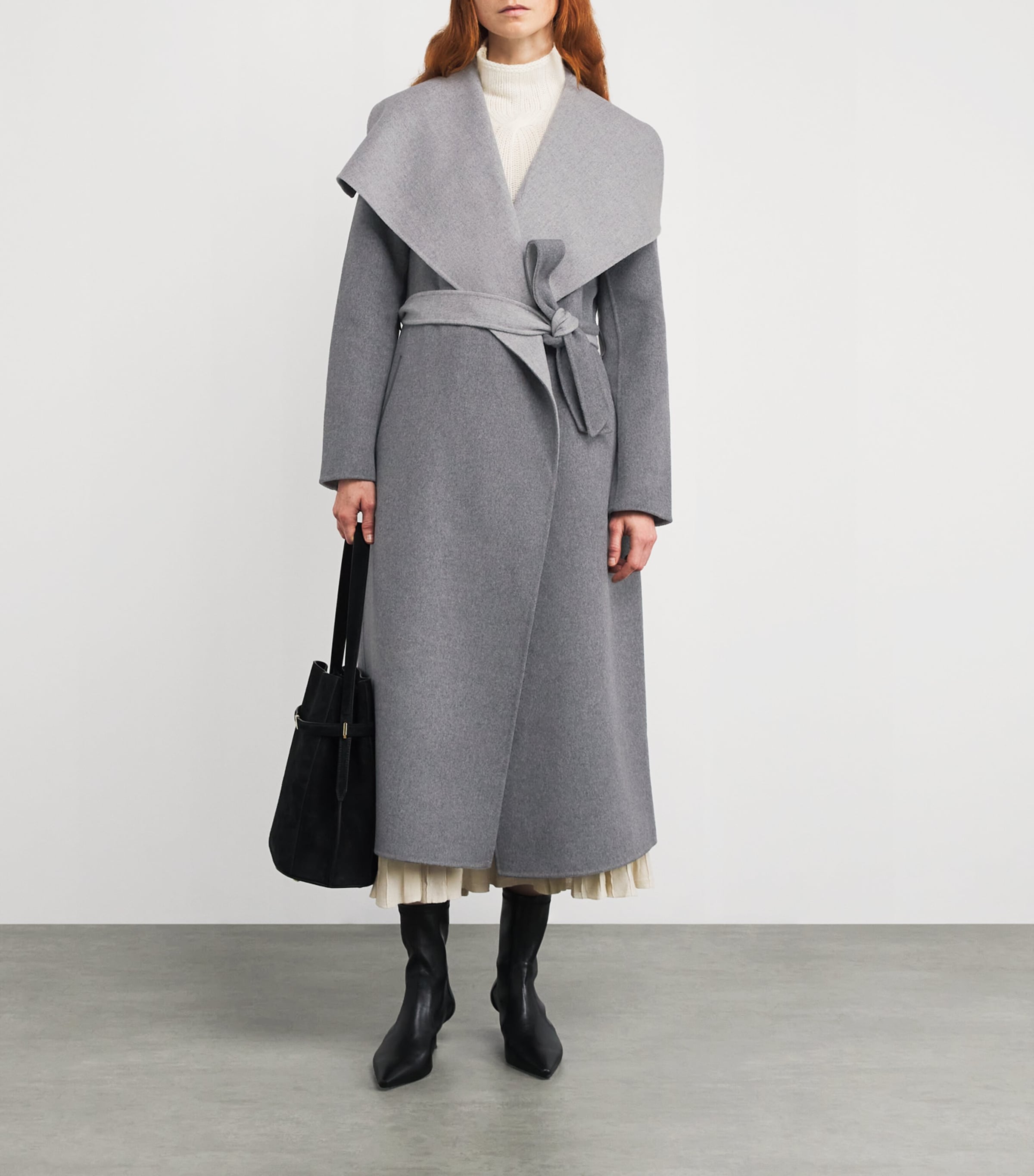 Wool Mai-CN Wrap Coat CARBON MIX-LIGHTGREY Image 2