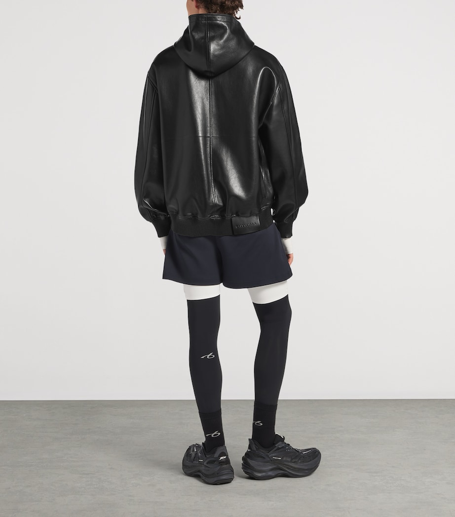 Balenciaga Mens Leather Hooded Jacket Image 3