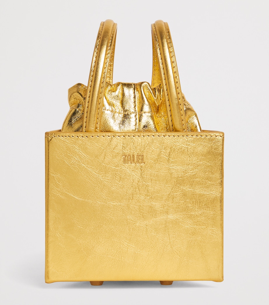 Talel Paris Metallic Leather Triangle Top-Handle Bag Gold Image 3