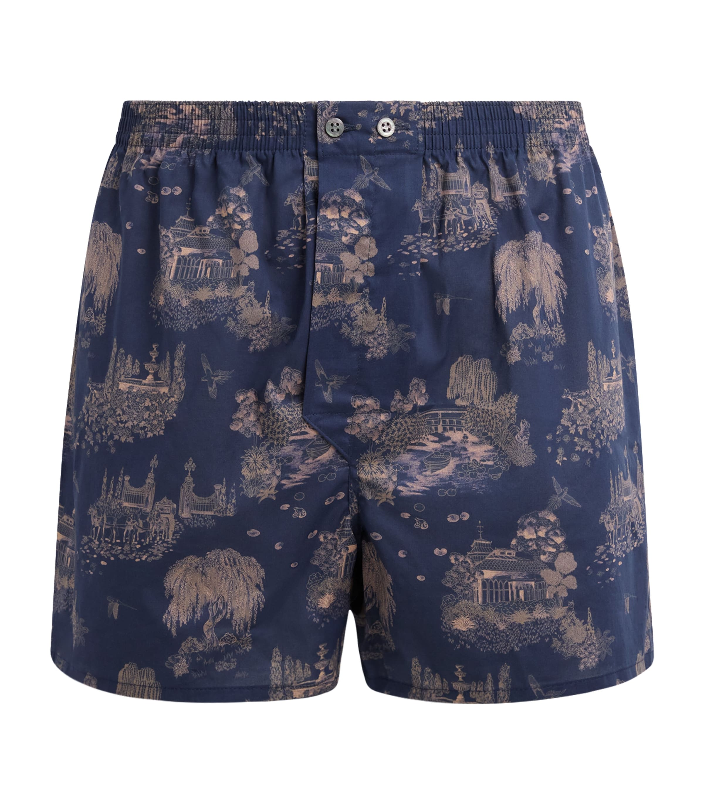Derek Rose Mens Cotton Boxer Shorts Nav Image 1