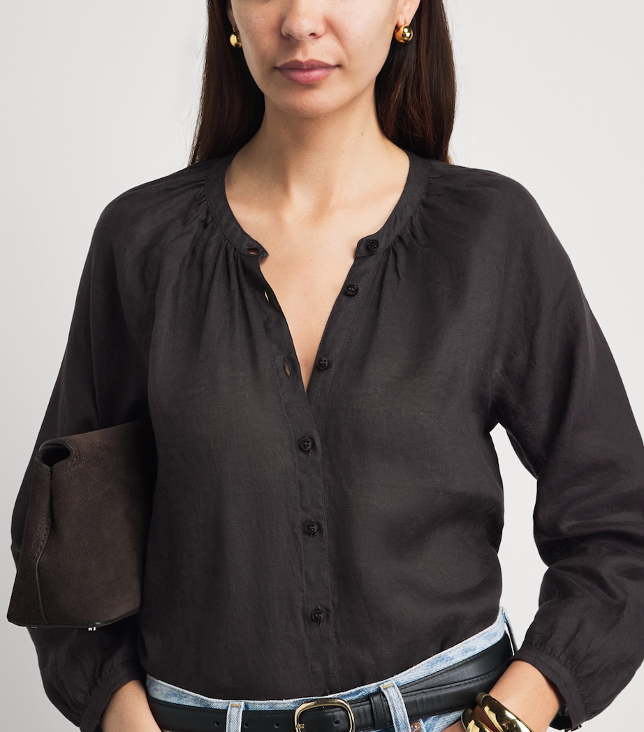 Citizens of Humanity Womens Linen Paro Blouse Chcolate Md/dk Brown Image 3