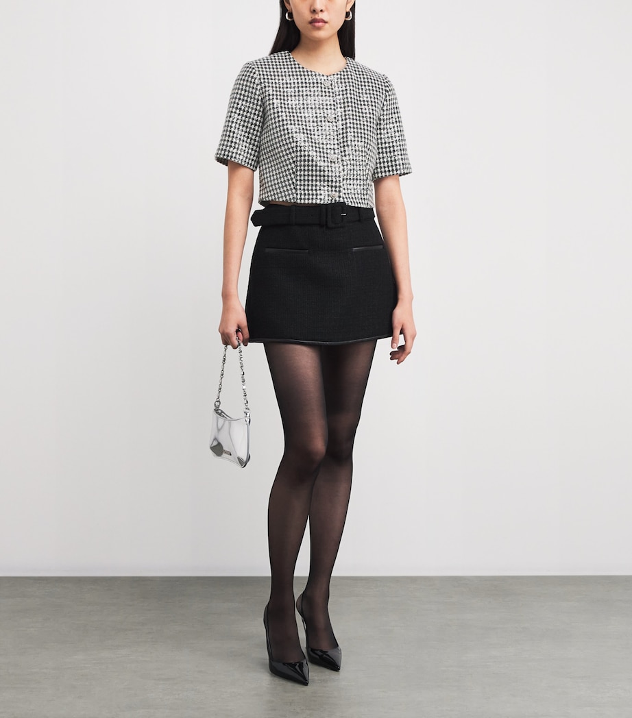 Tweed Houndstooth Sequin Jacket BLACK / WHITE Image 2