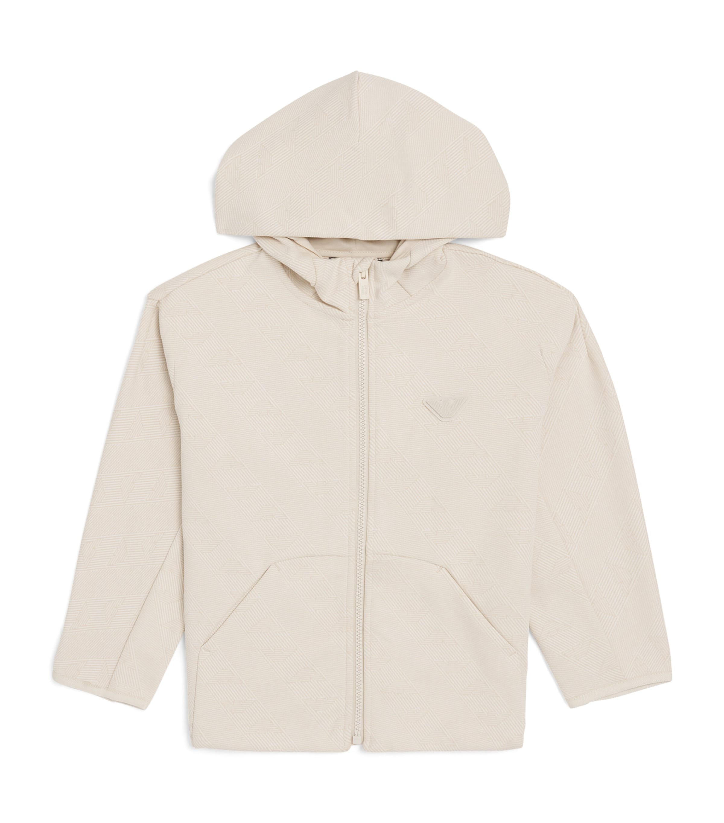 Emporio Armani Kids Jersey Jacquard Hoodie (4-16 Years) French Oak Image 1