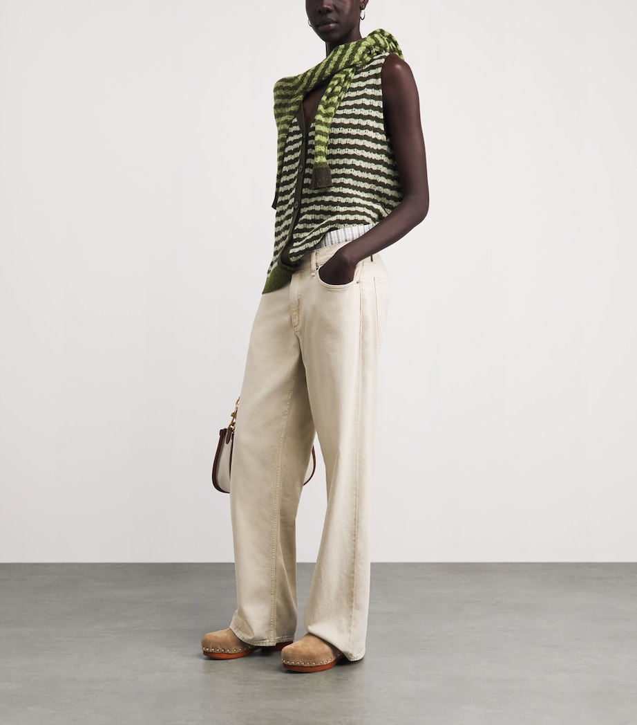 Barrie Womens Cashmere Stripe Sleeveless Cardigan Chntily/drk Mlt Image 2