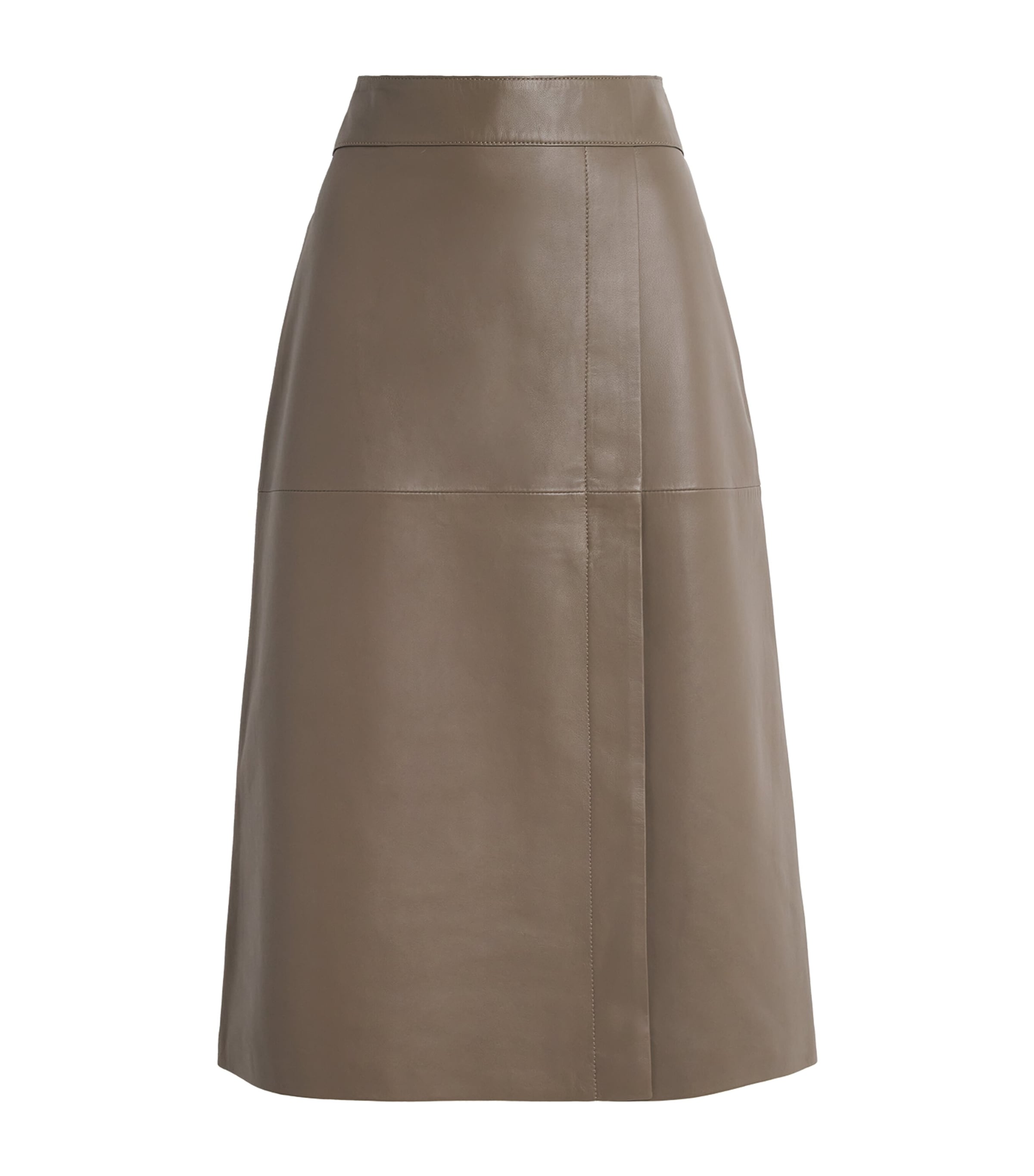 Joseph Leather Sèvres Midi Skirt In Brown