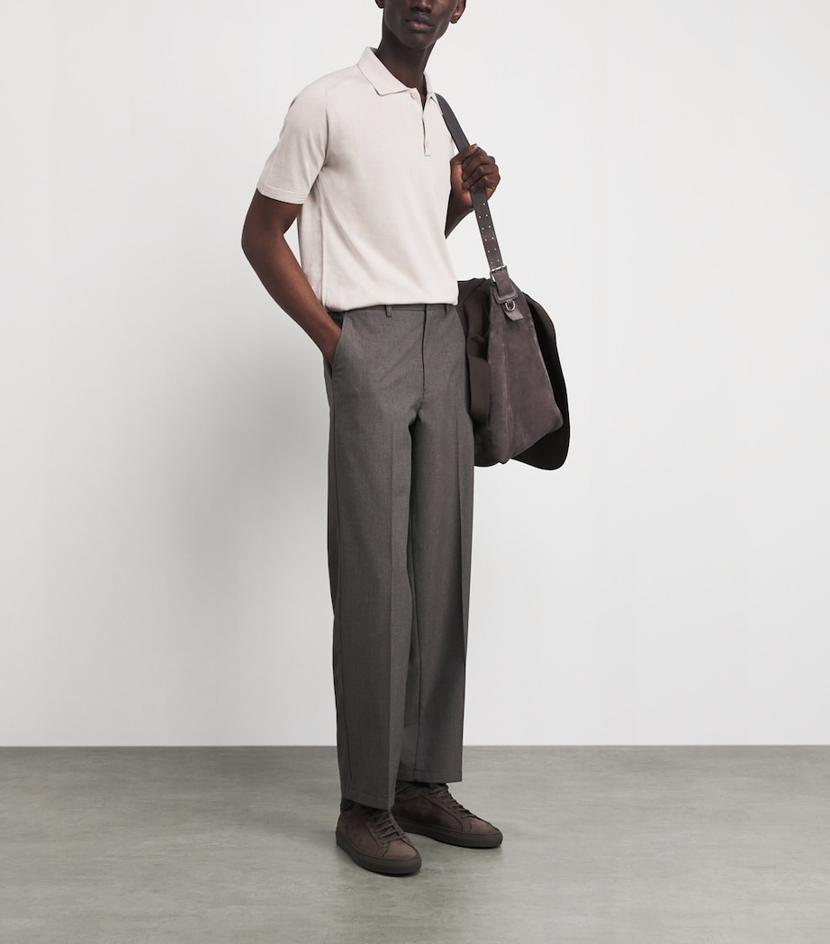 Colombo Mens Silk Polo Sweater Beige Image 2