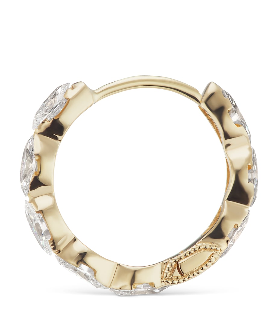 Yellow Gold Invisible Set Diamond Marquise Eternity Hoop Earring (9.5mm) YELLOW GOLD Image 4