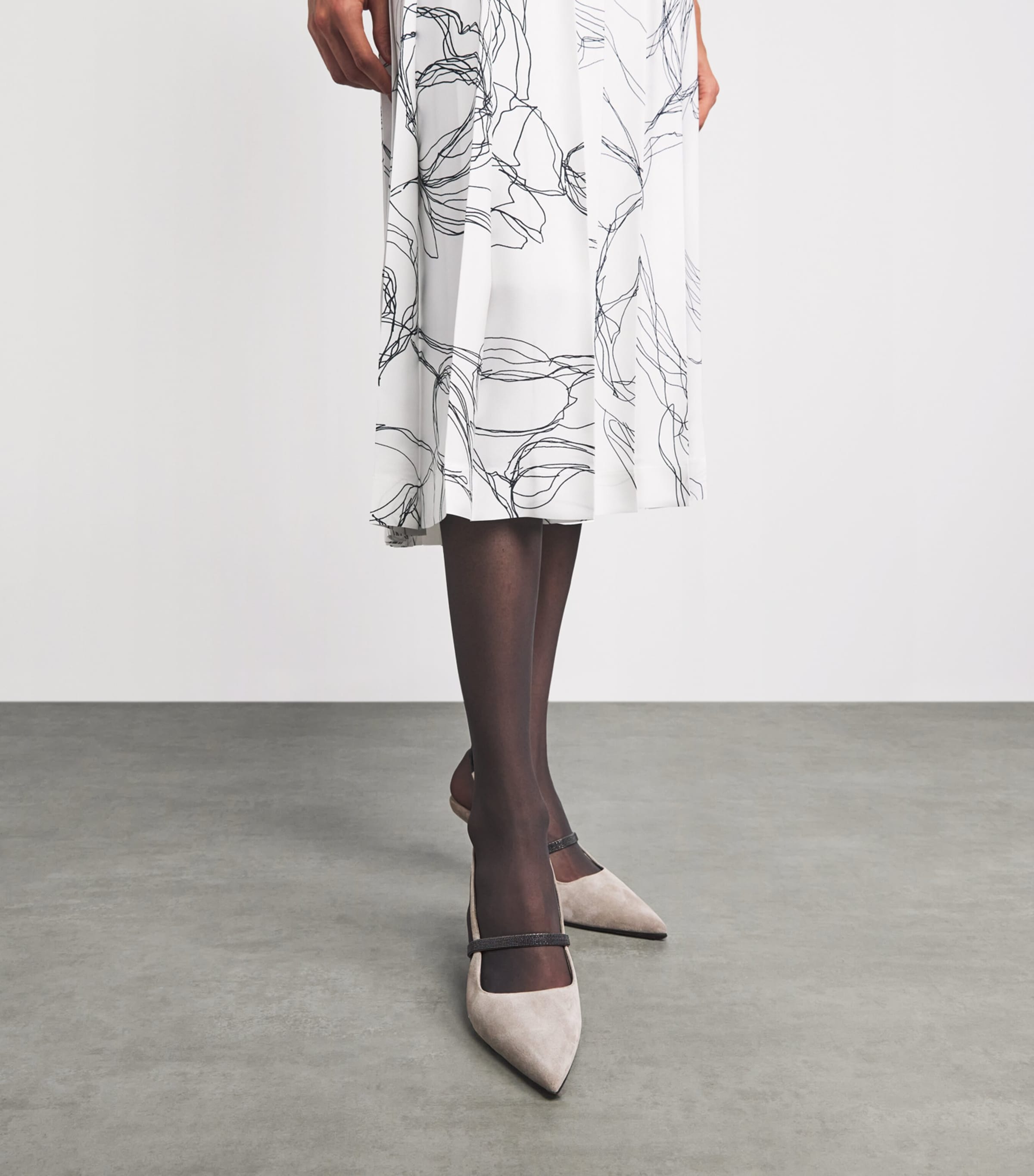 Fabiana Filippi Womens Silk Floral Pleated Midi Skirt Bianco Image 3