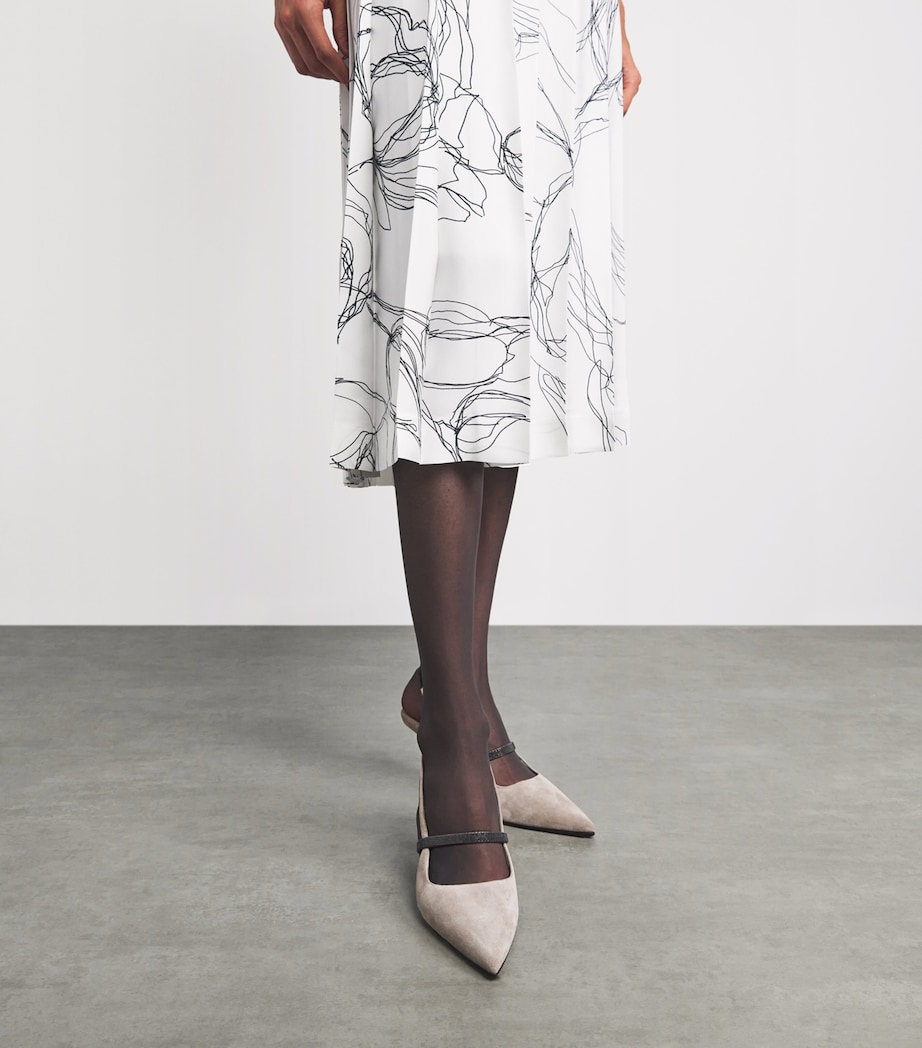Fabiana Filippi Womens Silk Floral Pleated Midi Skirt Bianco Image 3
