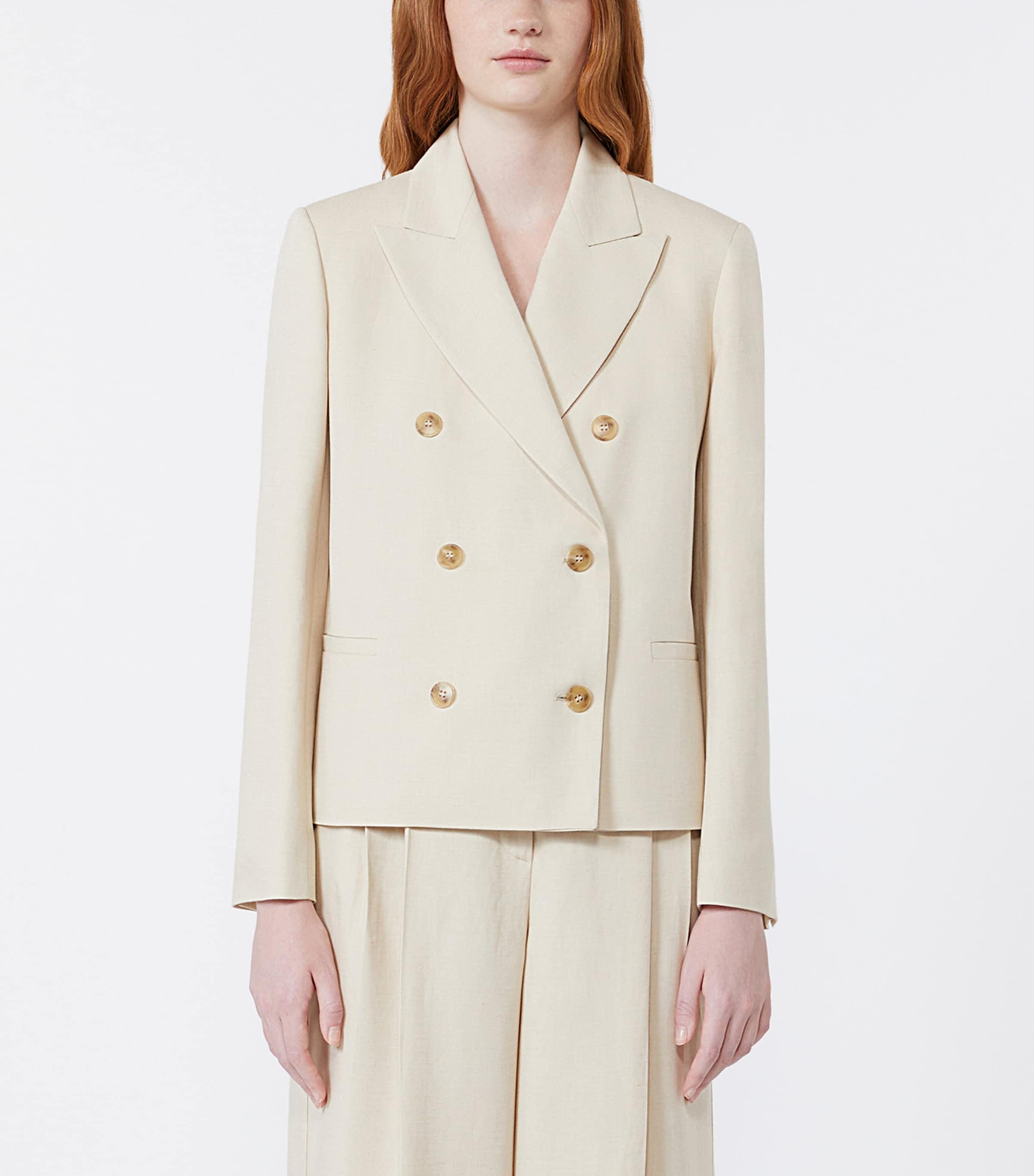 Weekend Max Mara Womens Double-Breasted Blazer Beige Image 3