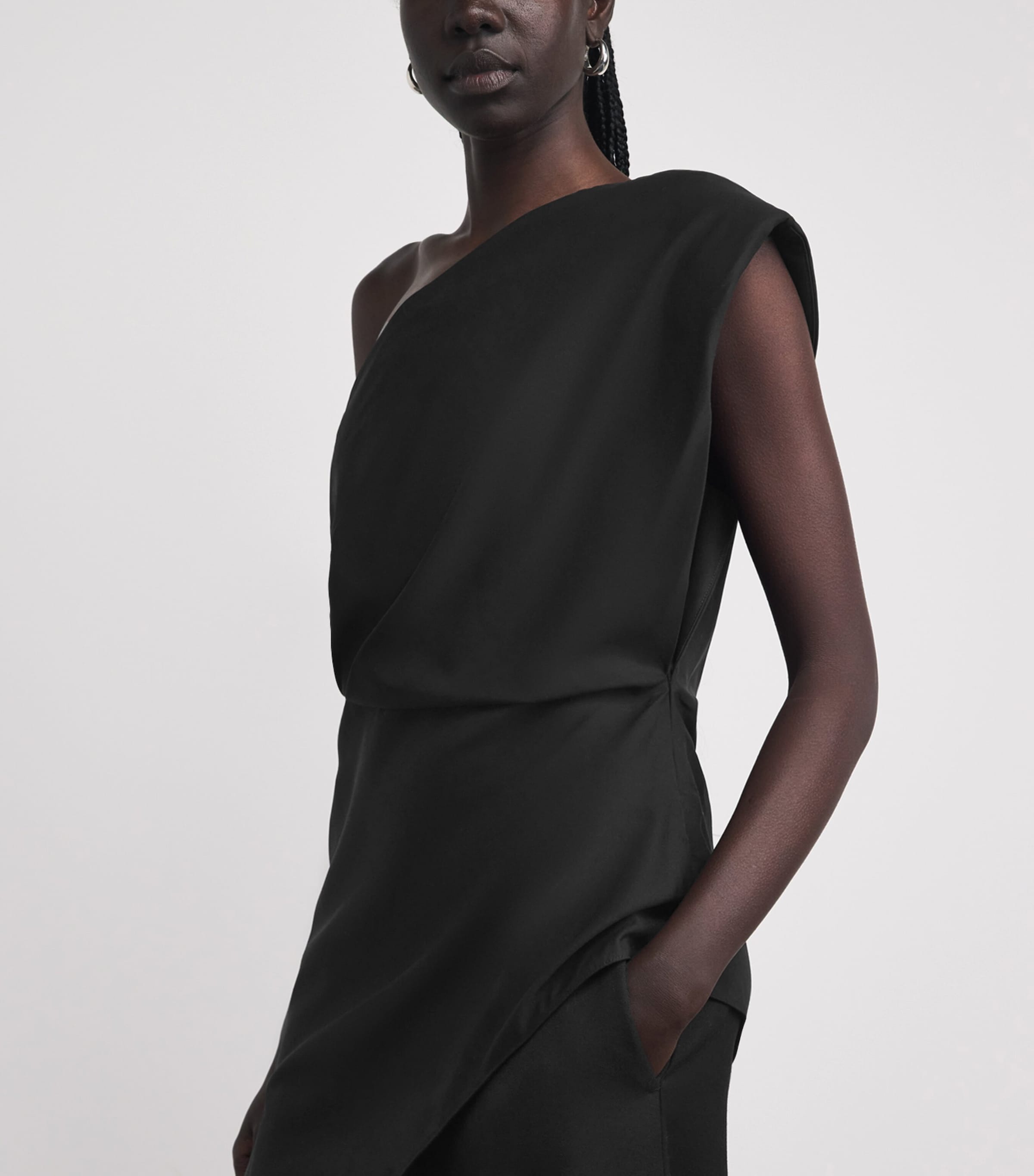 CAMILLA AND MARC Womens Virgin Wool One-Shoulder Ciran Top Dblk Black Image 3