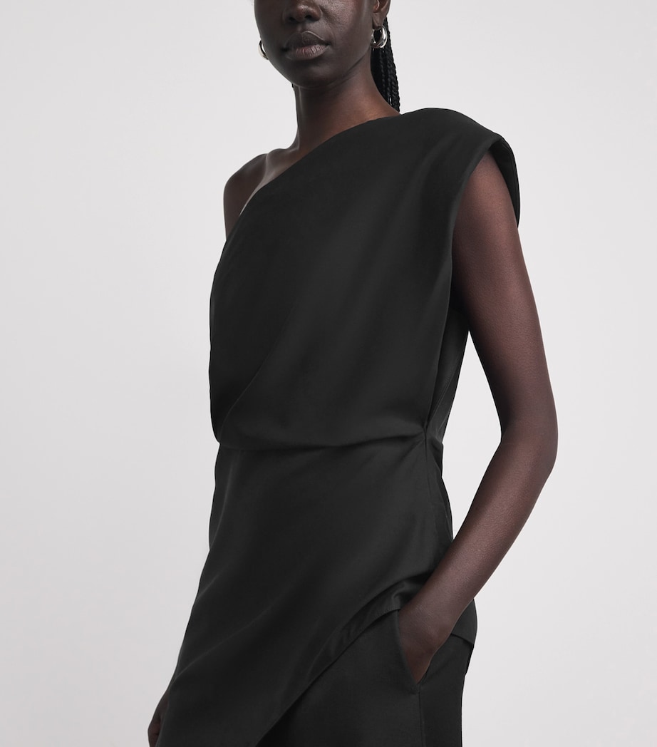 CAMILLA AND MARC Womens Virgin Wool One-Shoulder Ciran Top Dblk Black Image 3