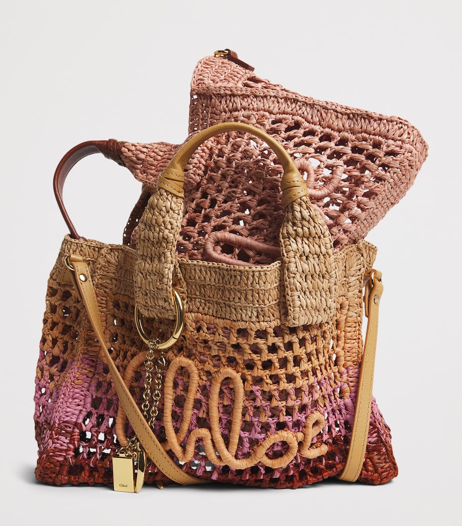 Chloé Small Raffia Summer Banana East-West Tote Bag Bleached Brown Image 3