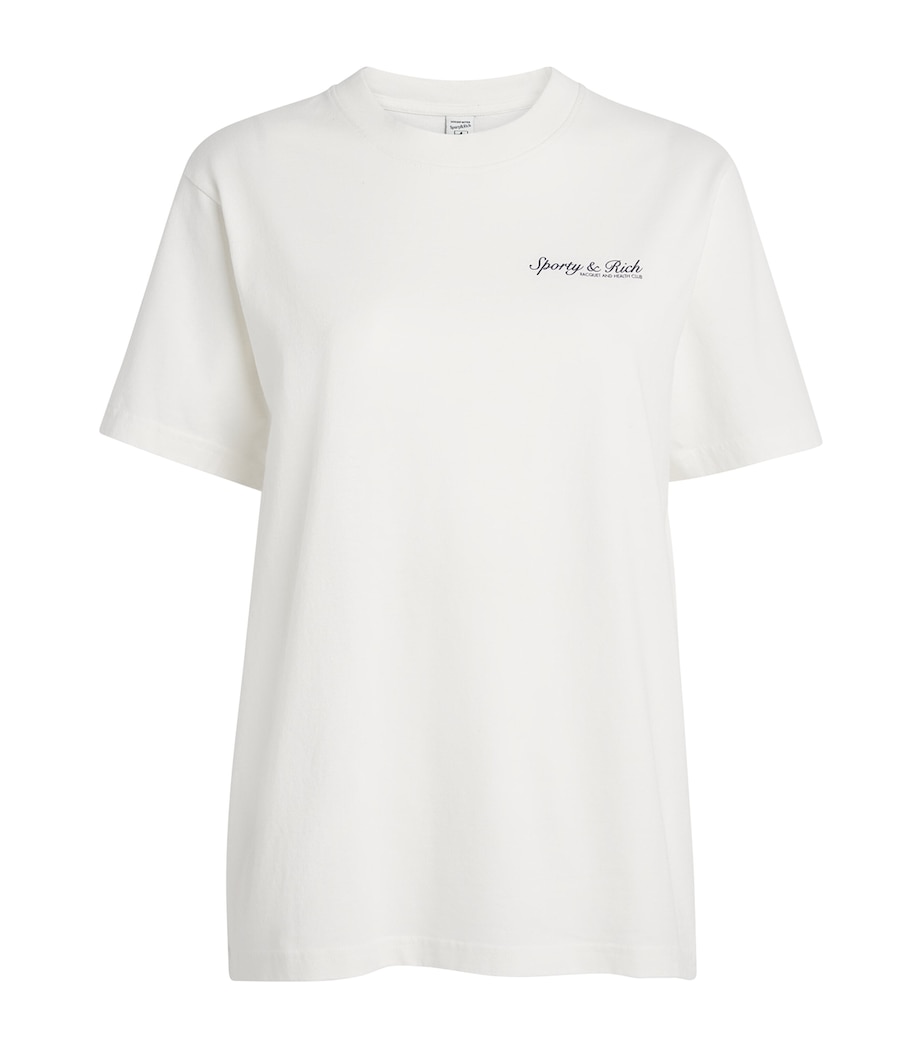 Sporty & Rich Womens Cotton Syracuse T-Shirt White Navy Image 1