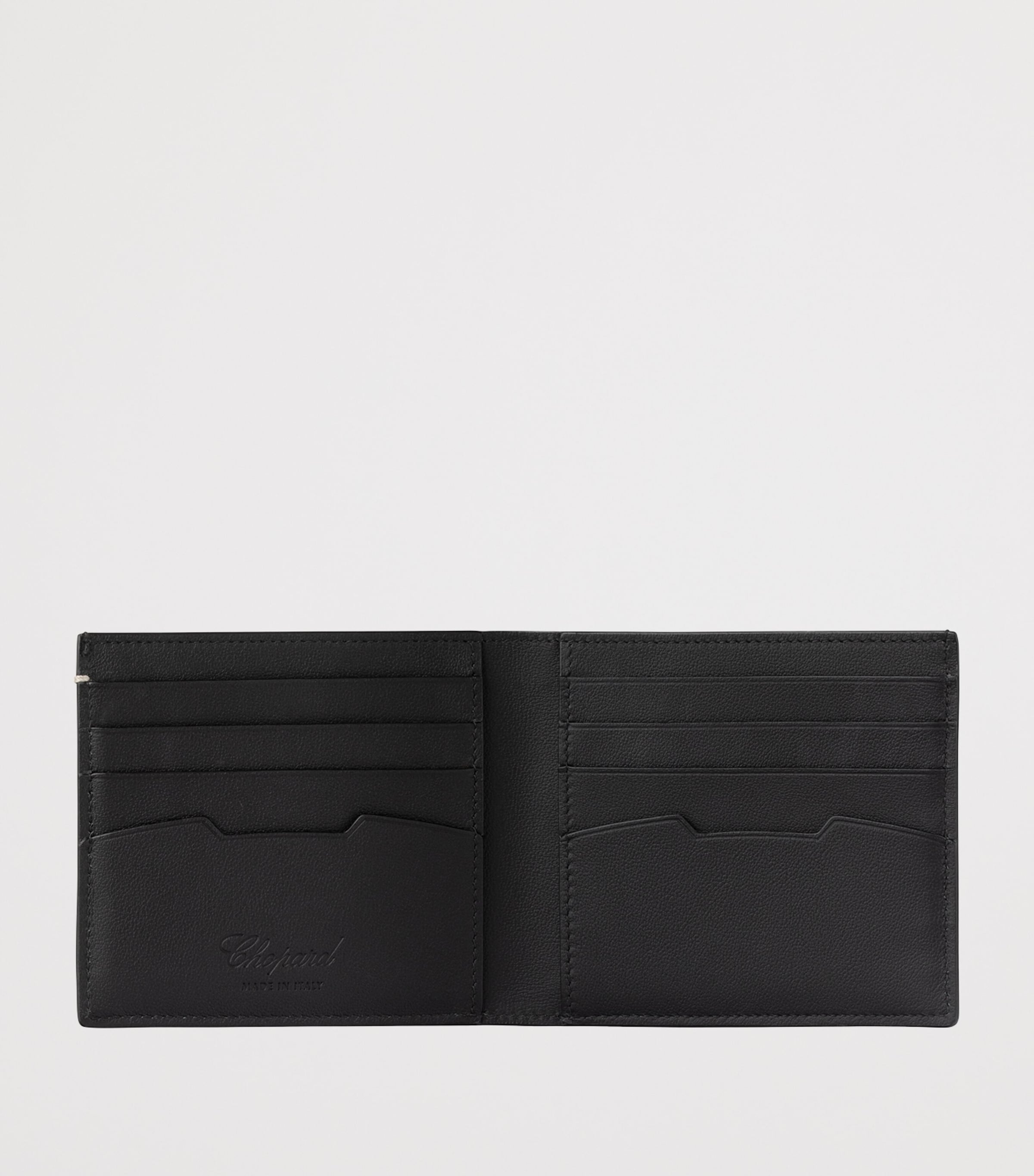 Small Leather Racing Bifold Wallet BLACK Image 2