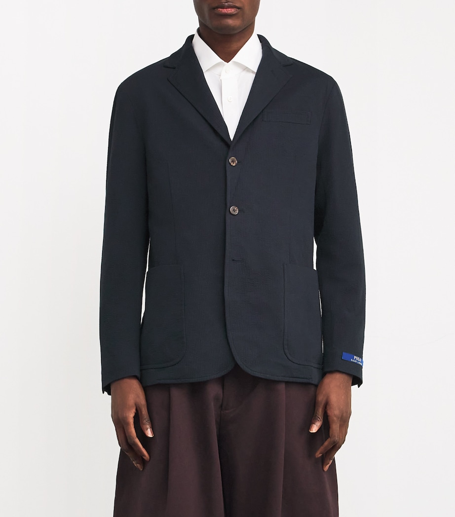 Polo Ralph Lauren Mens Seersucker Modern Knit Soft Blazer Navy Image 3