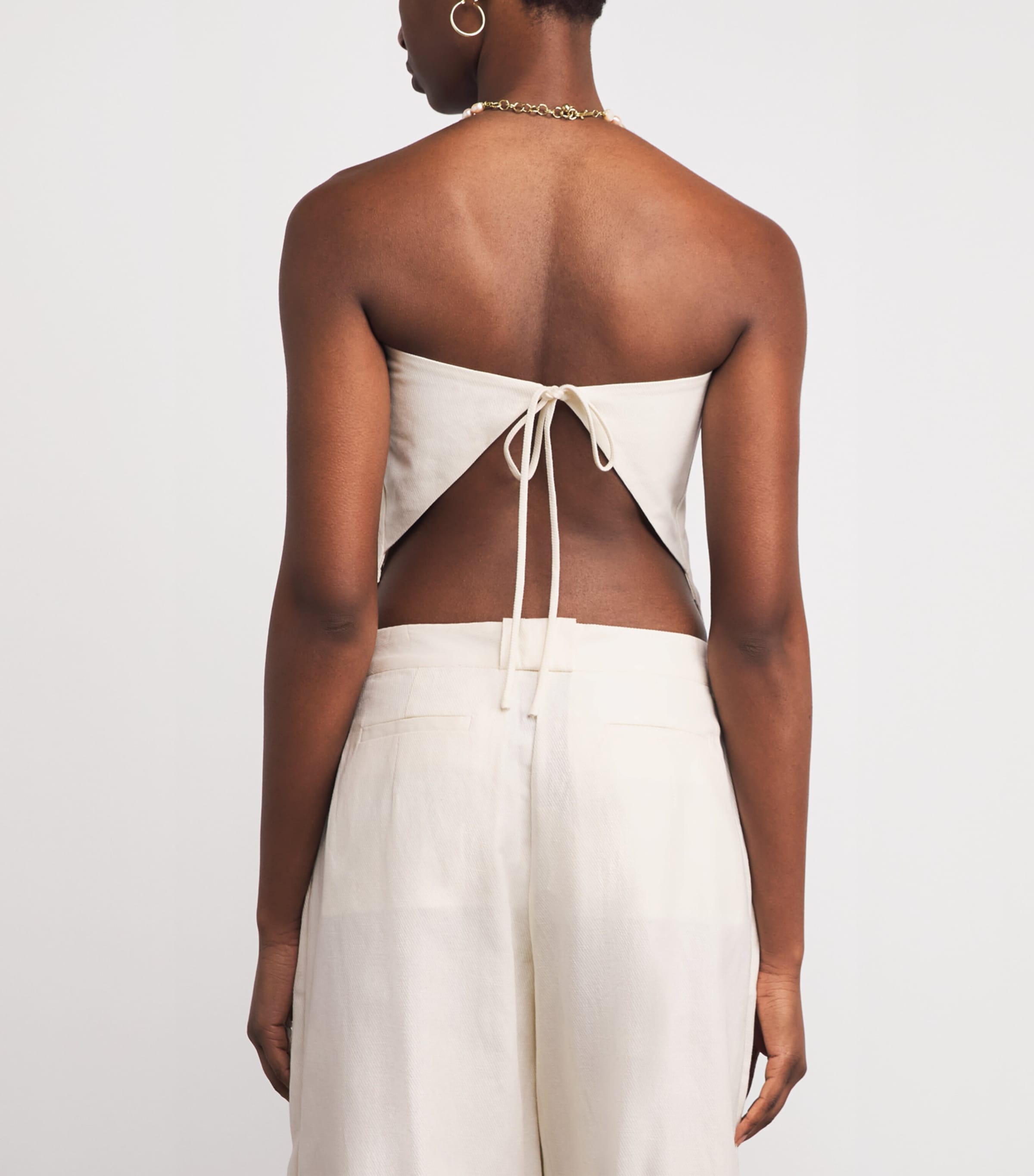 St. Agni Womens Organic Cotton-Linen Strapless Top Ivory Image 5