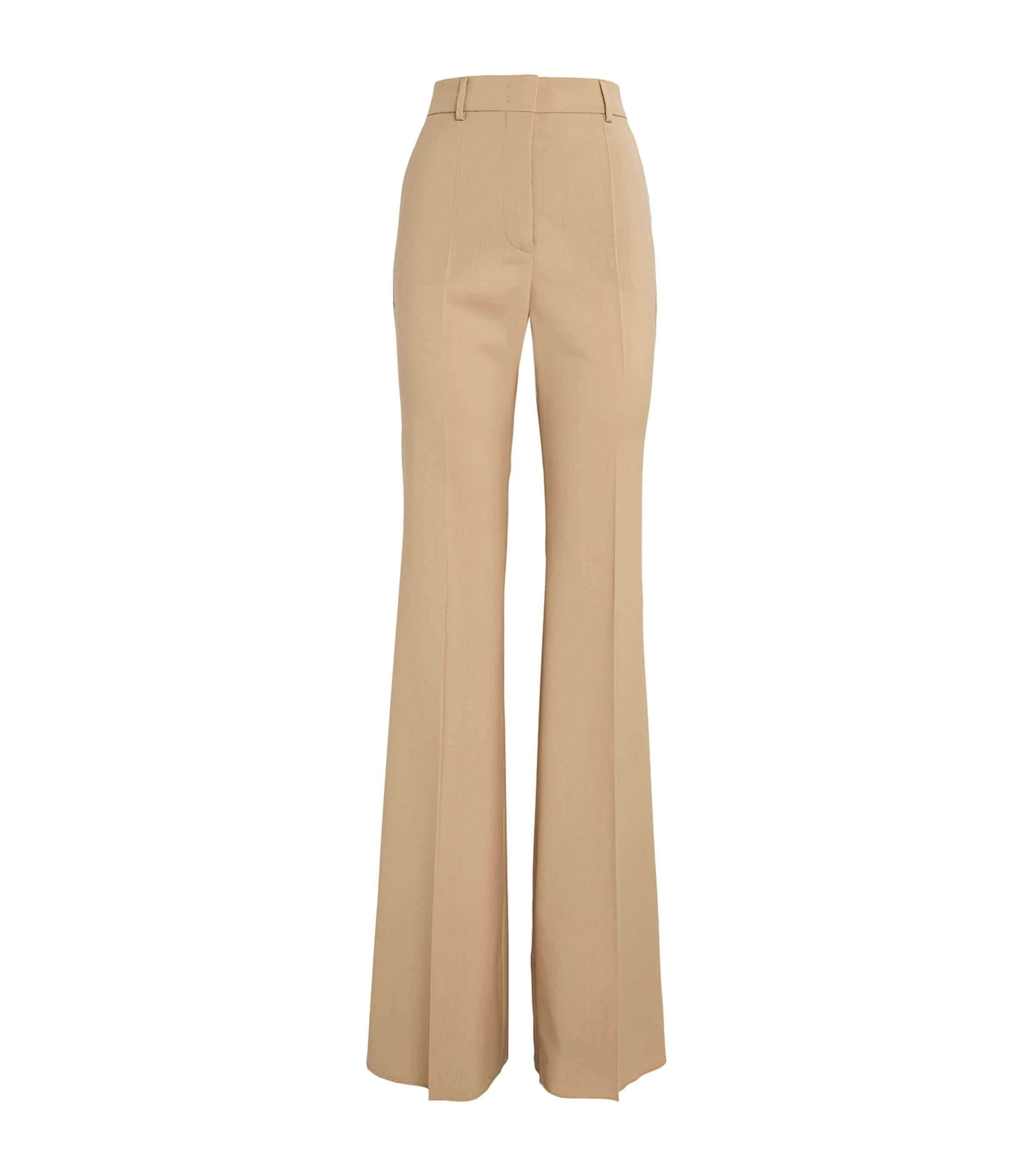 Sportmax Virgin Wool Flared Hangar Trousers In Beige