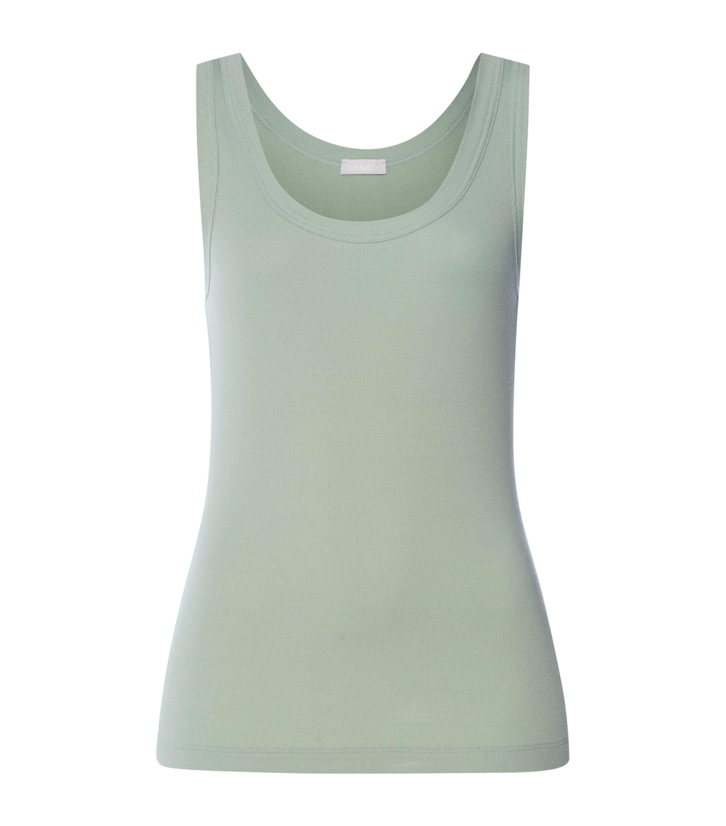 Hanro Womens Stretch-Cotton Sleep & Lounge Tank Top Dark Seafoam Image 1