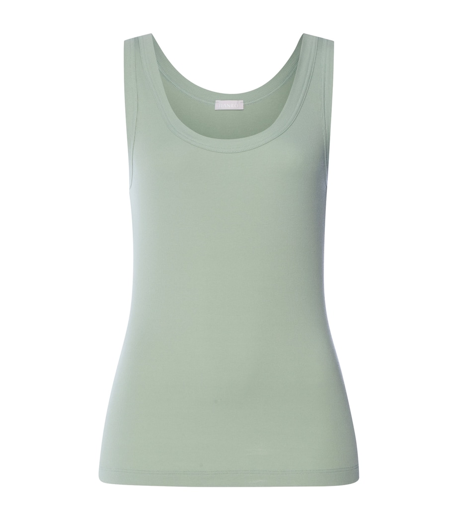 Hanro Womens Stretch-Cotton Sleep & Lounge Tank Top Dark Seafoam Image 1