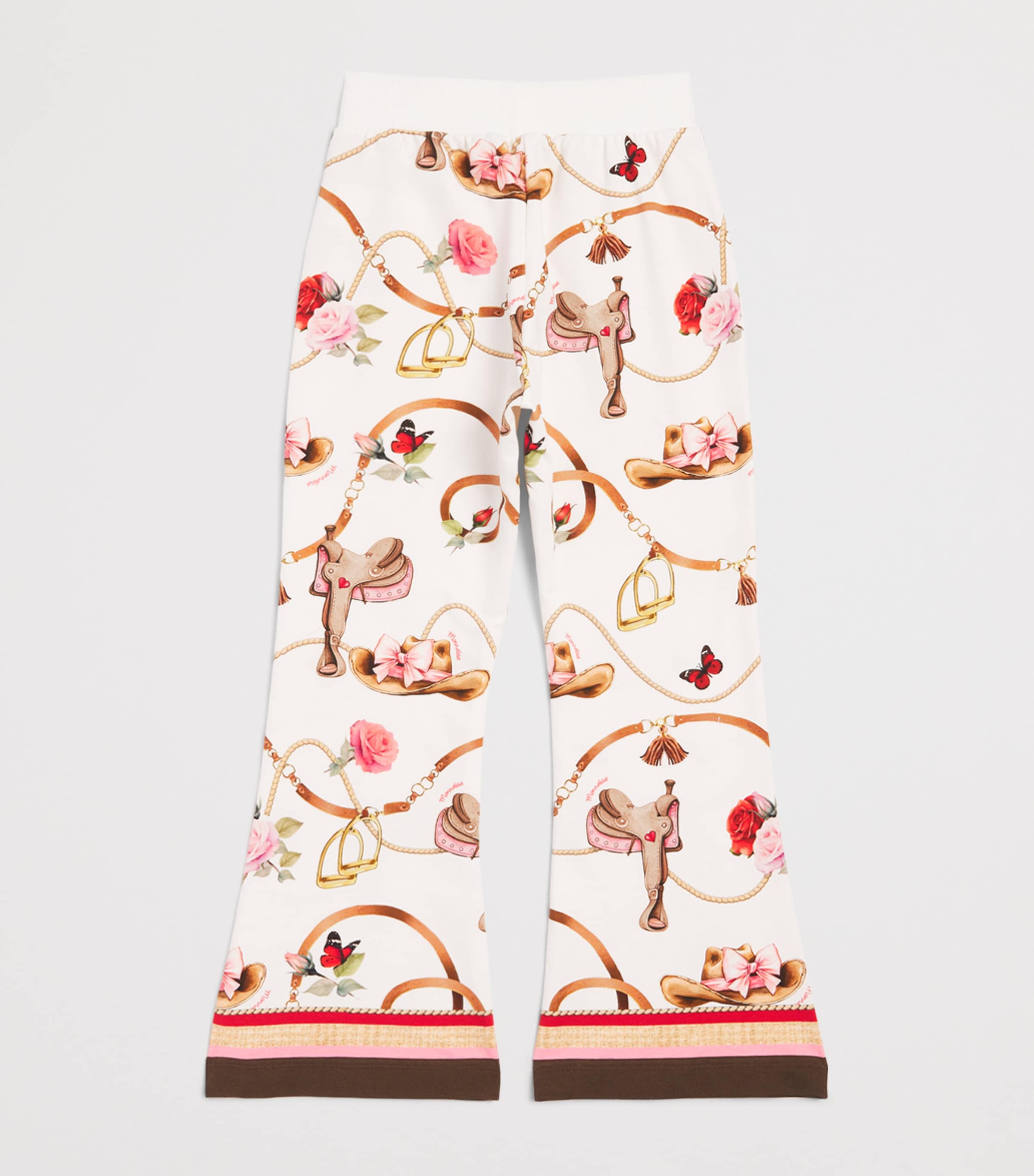 Monnalisa Stretch-Cotton Printed Sweatpants (2-12 Years) Gardenia Image 2