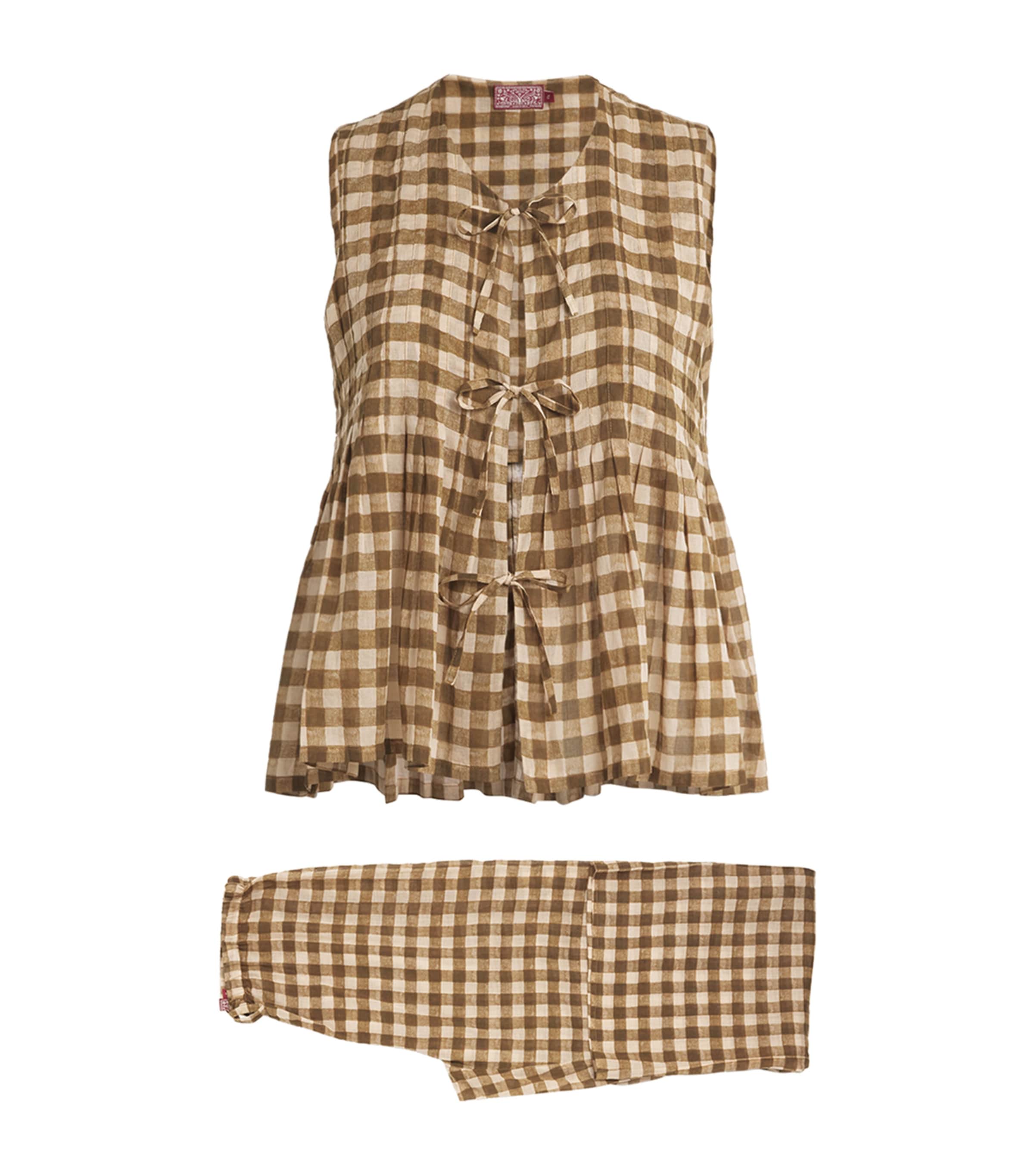 Shop Desmond & Dempsey Cotton Gingham Print Pyjama Set