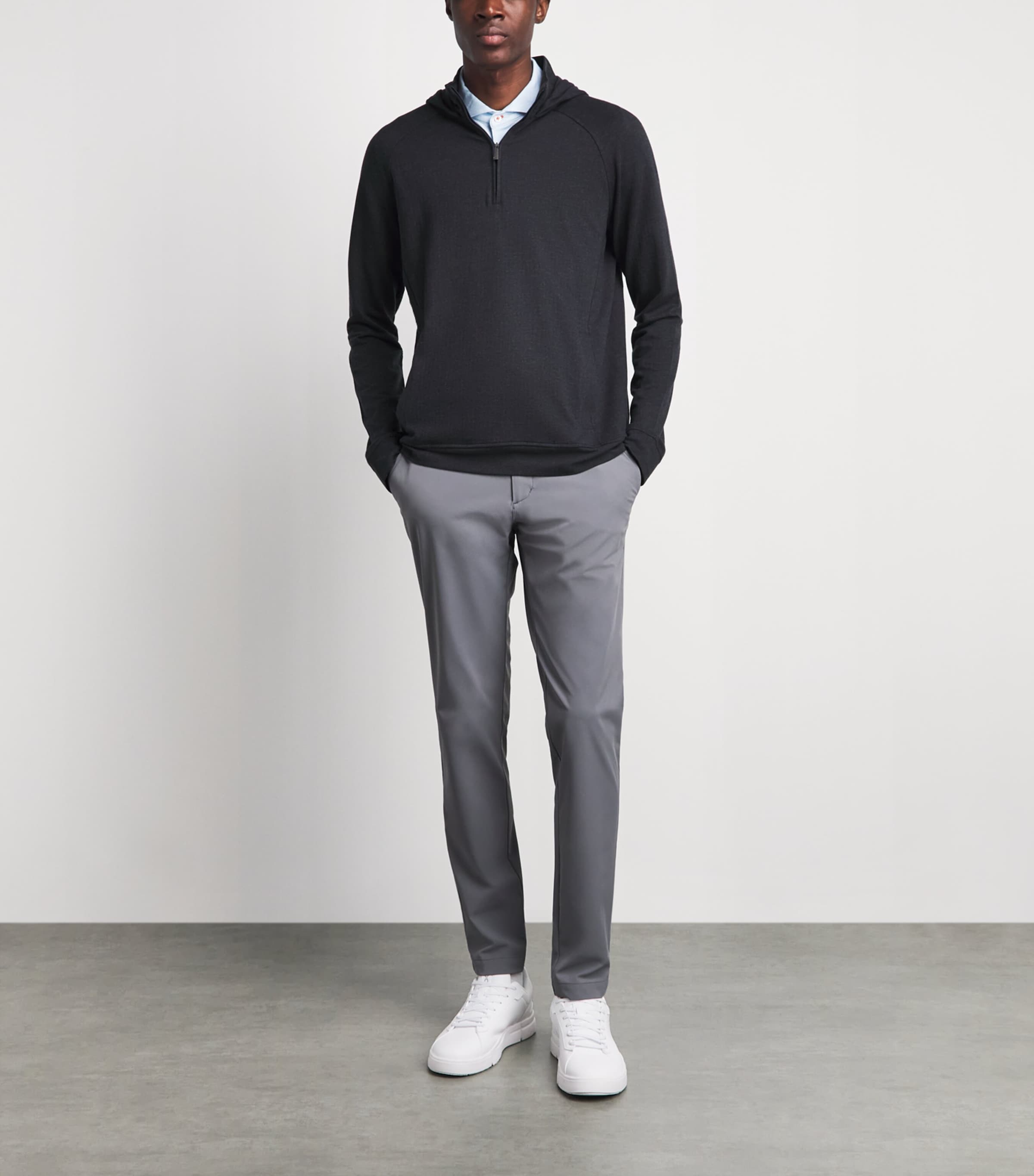 KJUS Mens Inverness Quarter-Zip Hoodie Atlanta Blu/drk Dusk Image 2