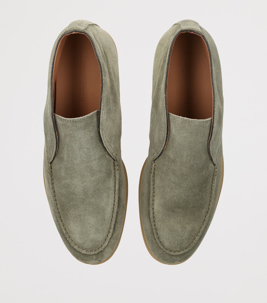 Suede Rain-Resistant Tower Ankle Boots GREEN Image 4