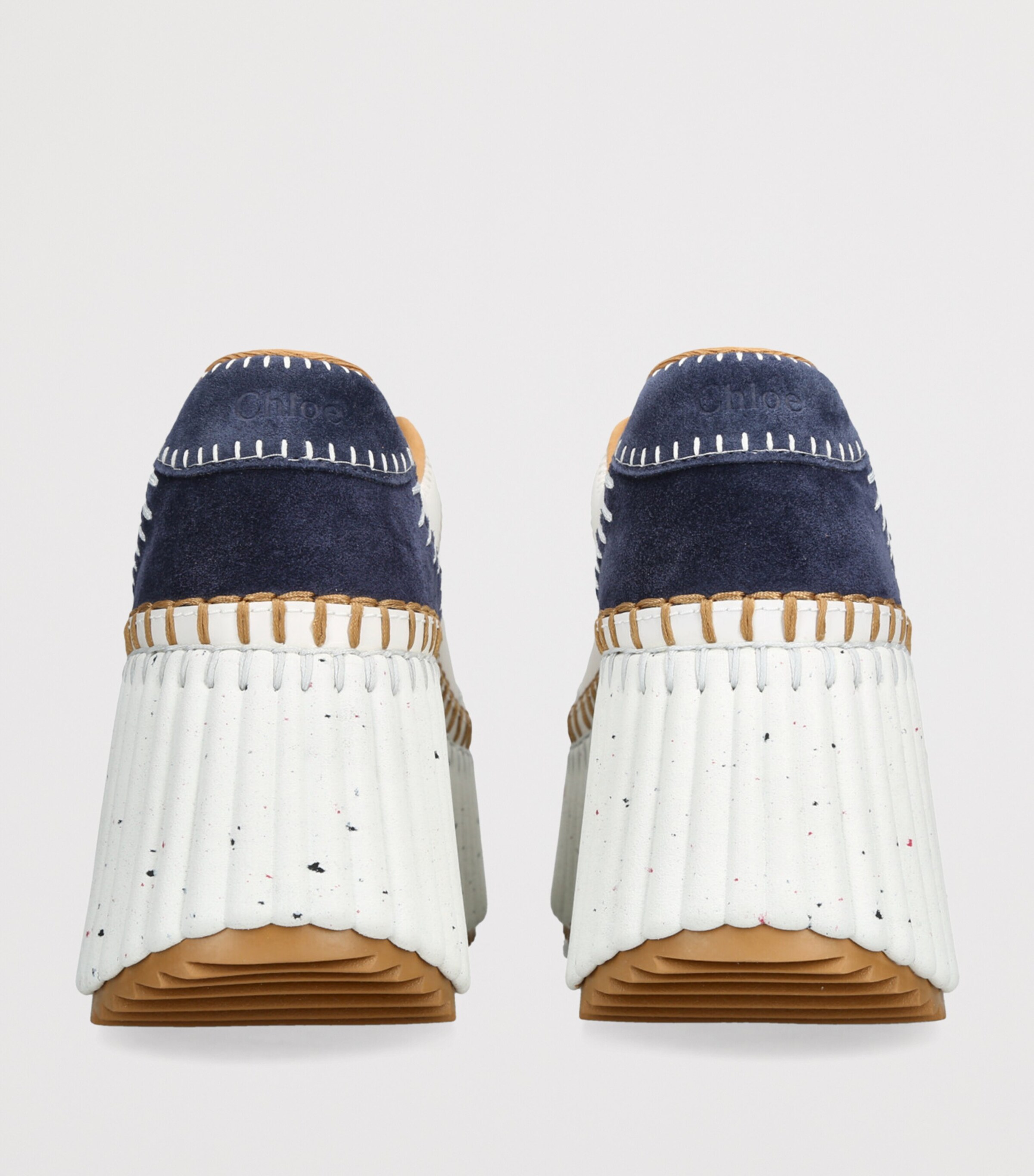 Chloé Leather Nama Runner Platform Sneakers White/navy Image 2