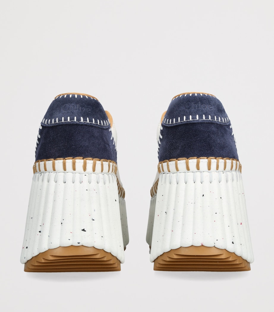 Chloé Leather Nama Runner Platform Sneakers White/navy Image 2