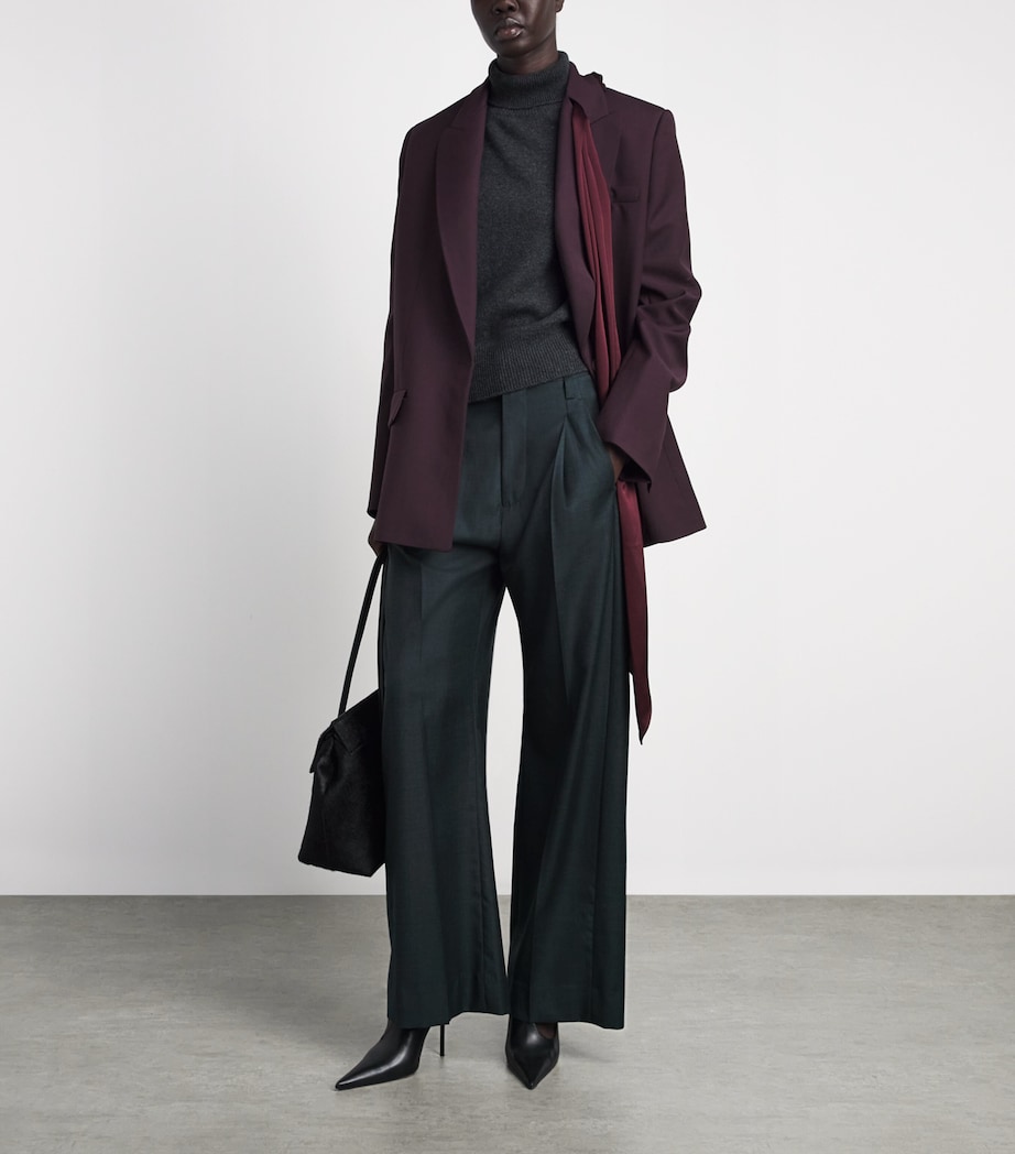 Victoria Beckham Womens Virgin Wool Ethel Trousers Green Image 2