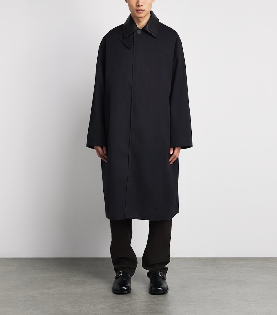 Studio Nicholson Mens Revere Oversized Trench Coat Darkest Navy Image 4
