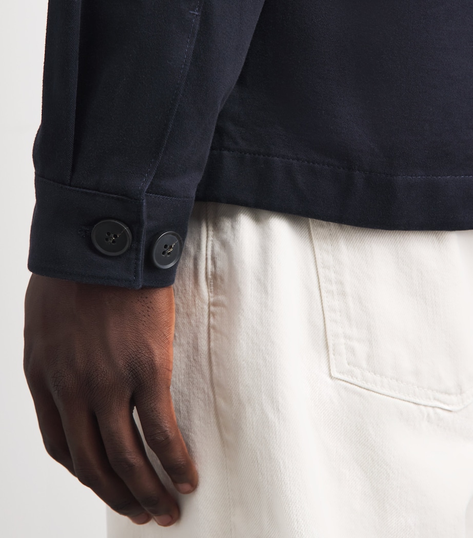 Sunspel Mens Cotton Drill Chore Jacket Navy Image 3