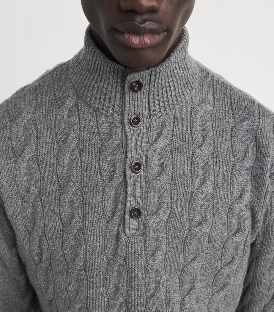 Cashmere Cable-Knit Sweater GREY HTR Image 6