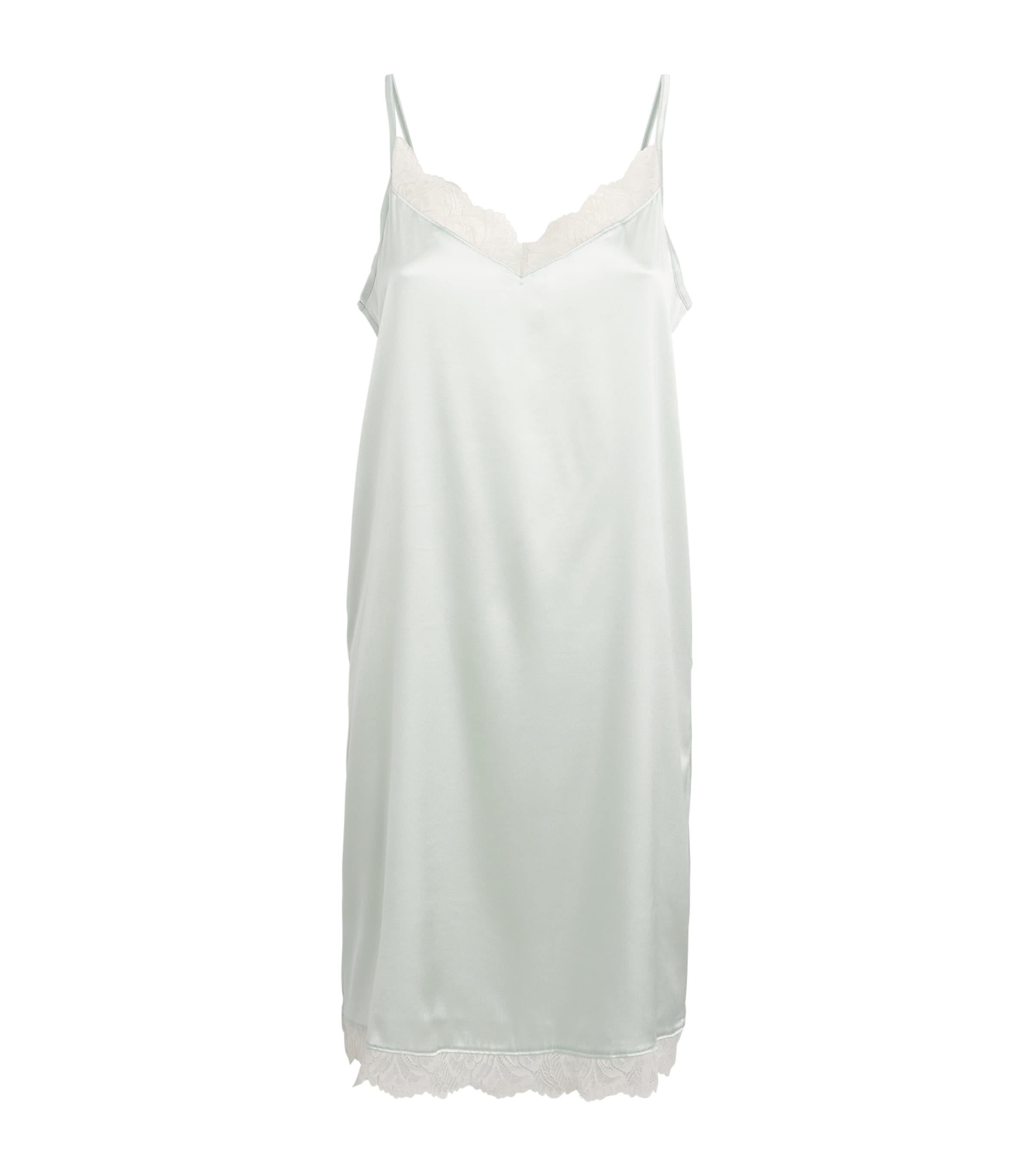 Silk Lace-Trim Nightdress WHITE SAGE Image 1