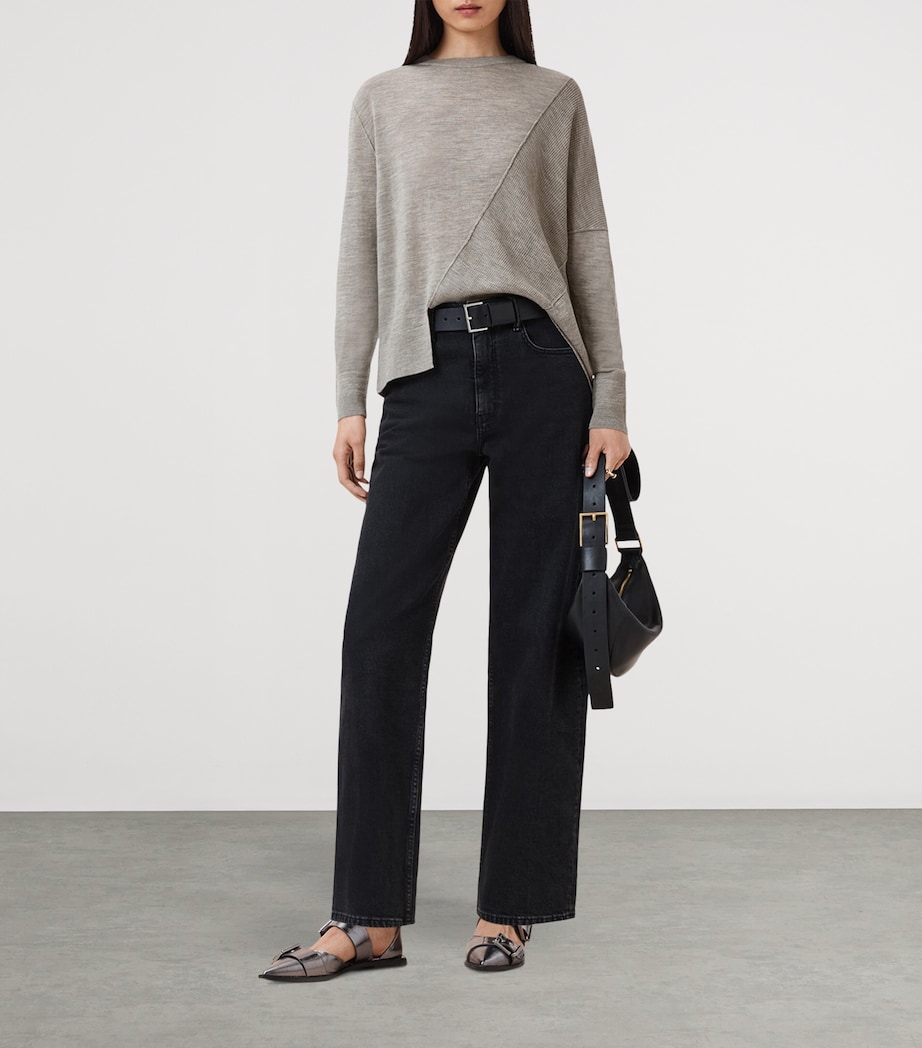 Wool Asymmetric Isla Sweater SAND GREY Image 7