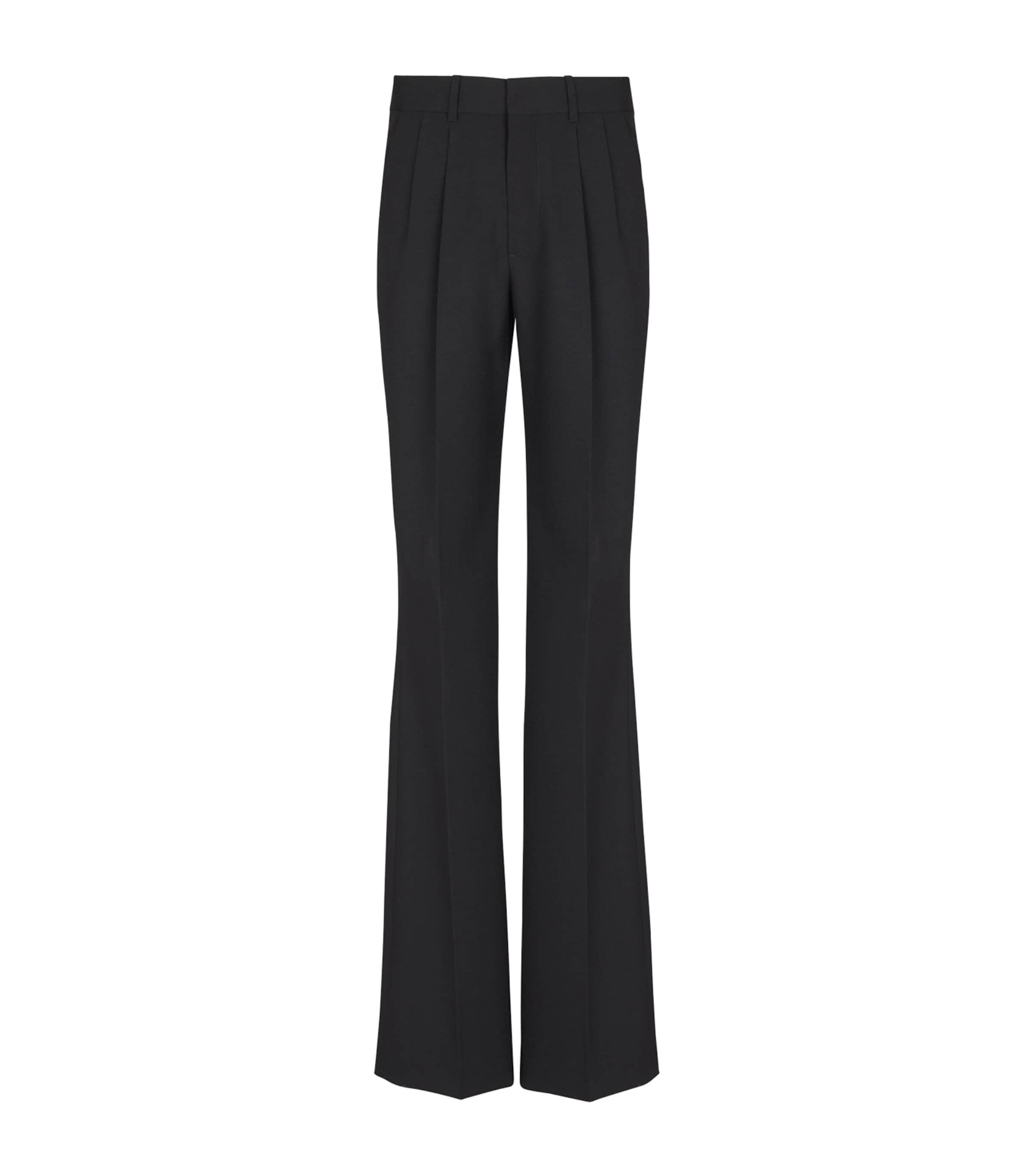 Virgin Wool Pleated Flared Trousers 0PA NOIR Image 1
