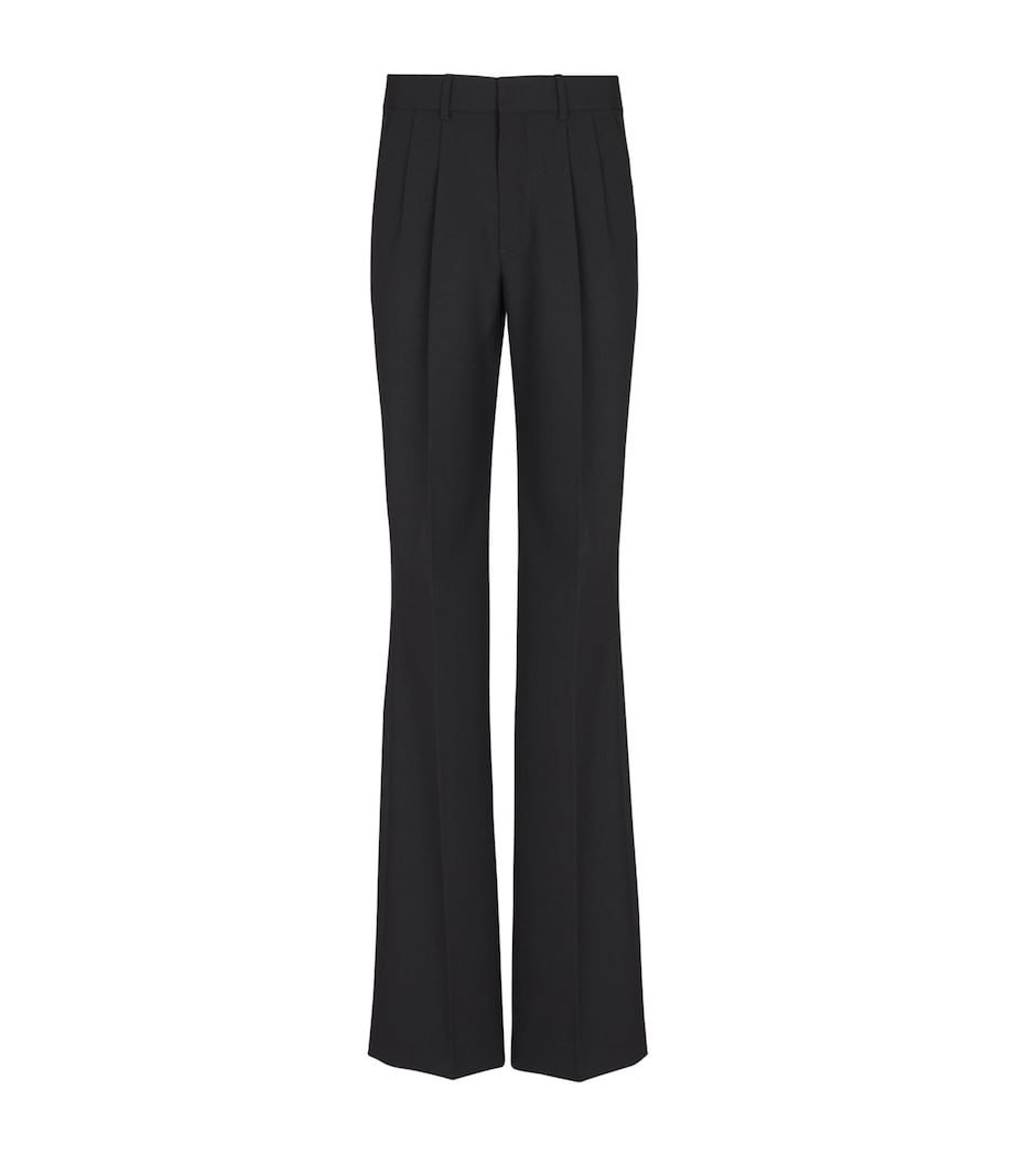 Virgin Wool Pleated Flared Trousers 0PA NOIR Image 1