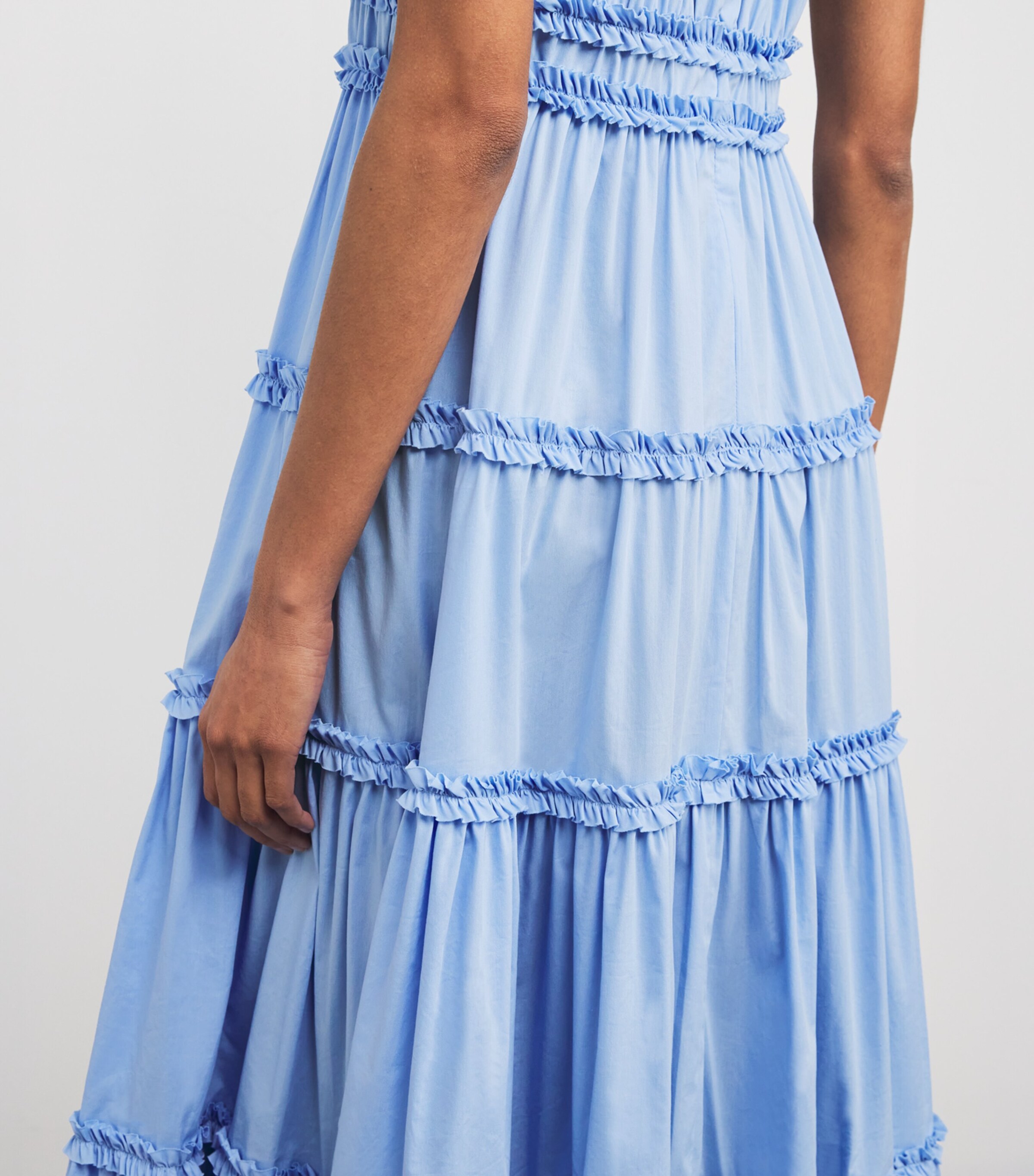 Cinq A Sept Womens Tiered Sirinna Midi Dress Blue Hydrangea Image 4
