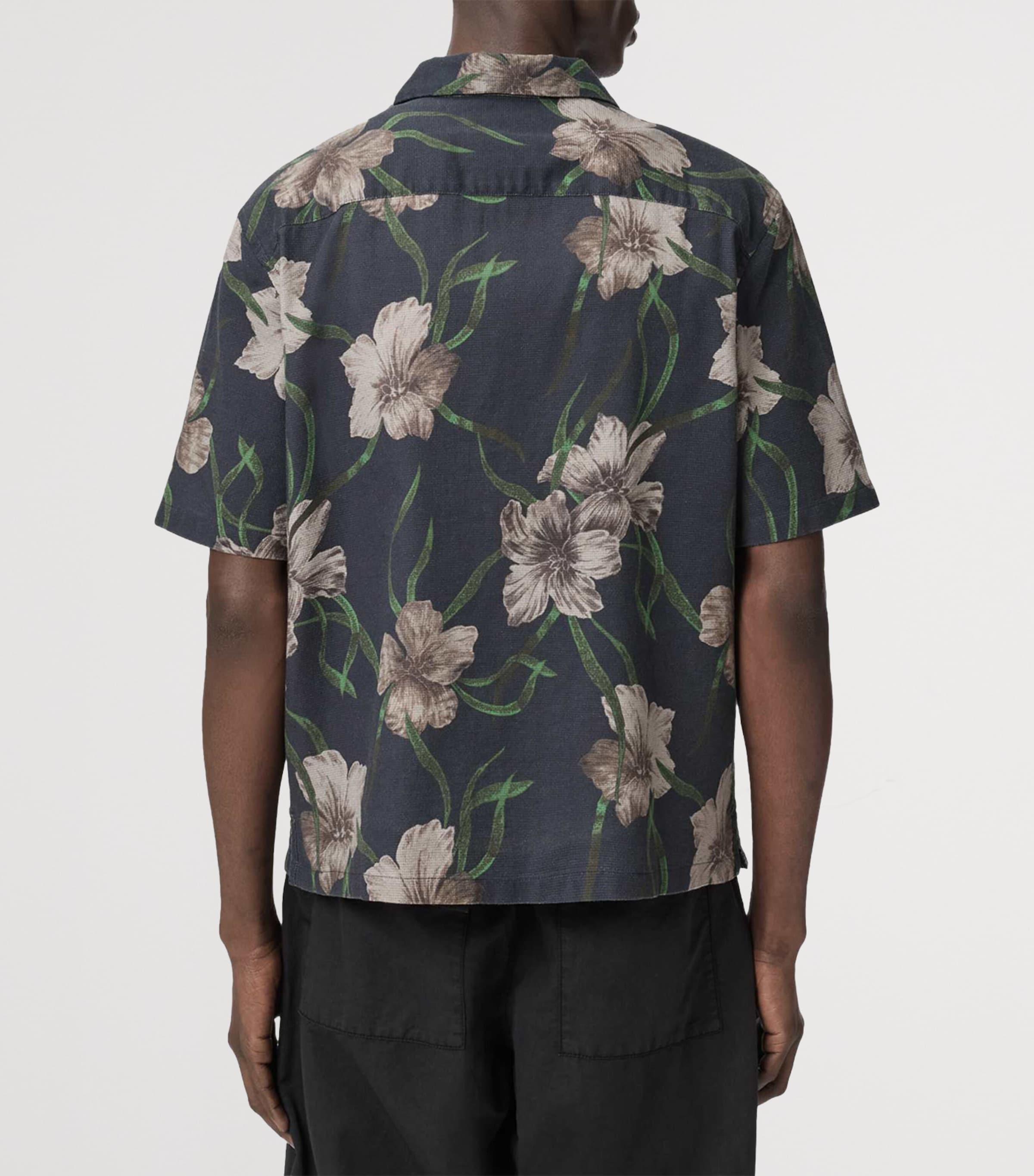 AllSaints Mens Floral Climber Shirt Jet Black Image 4