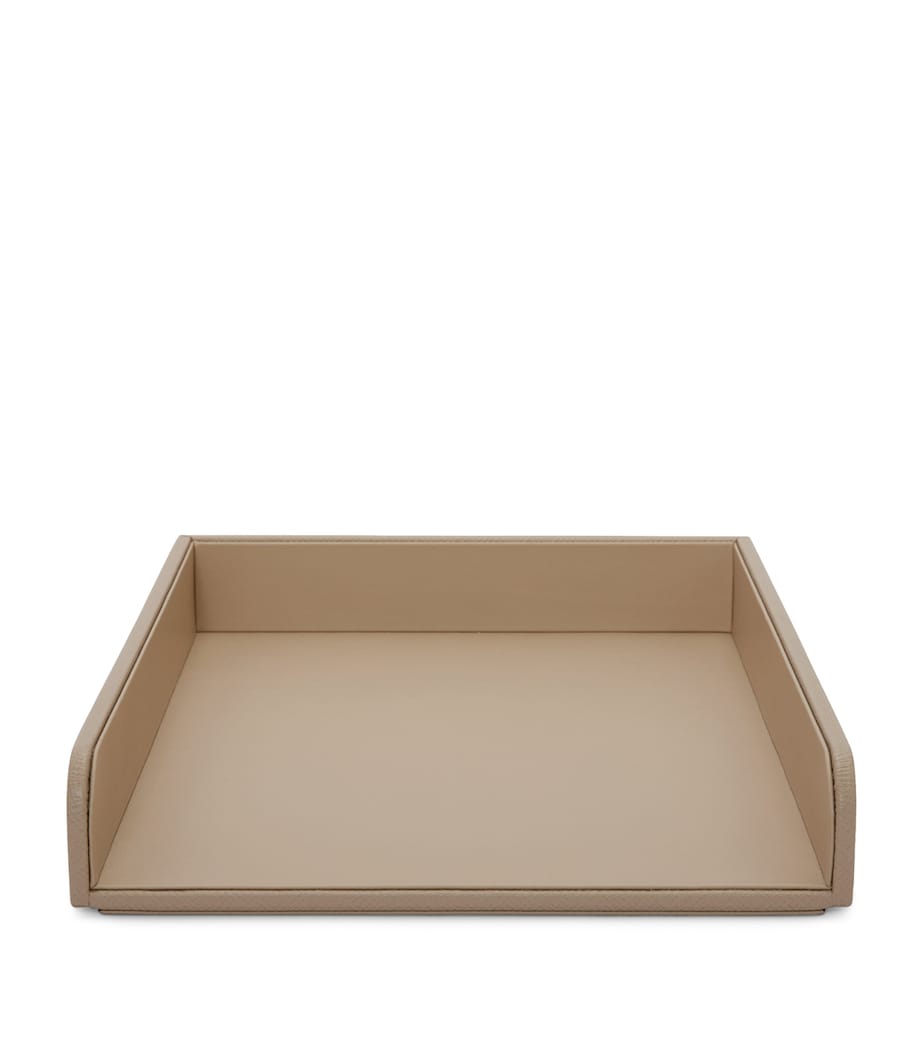 Smythson Panama Leather A4 Paper Tray Sandstone Image 1