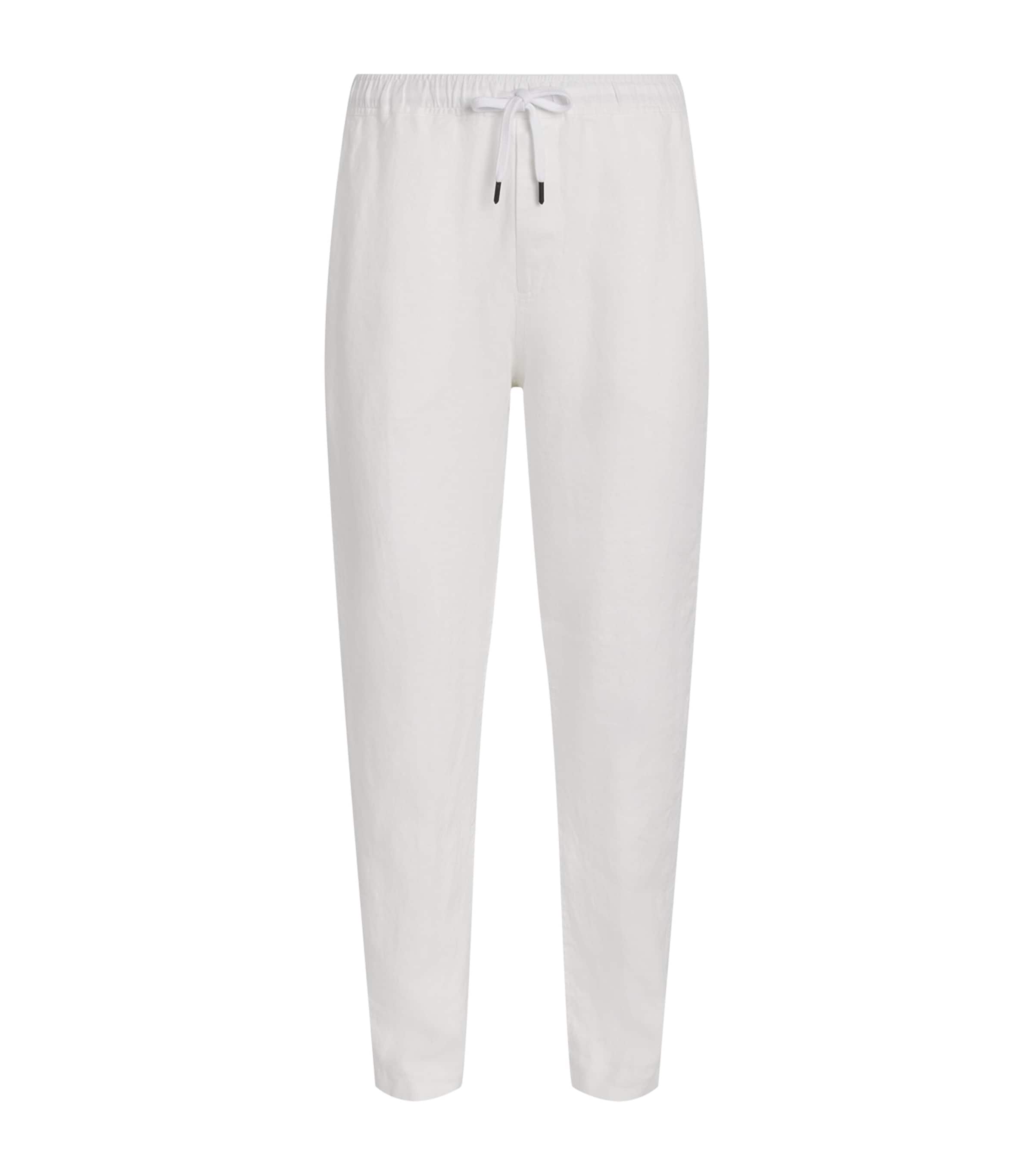 Derek Rose Mens Linen Vienna Straight Trousers Whi Image 1