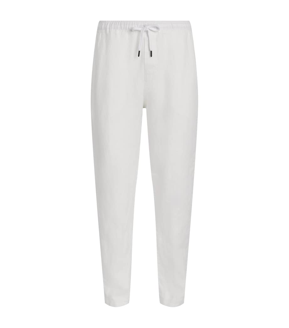 Derek Rose Mens Linen Vienna Straight Trousers Whi Image 1