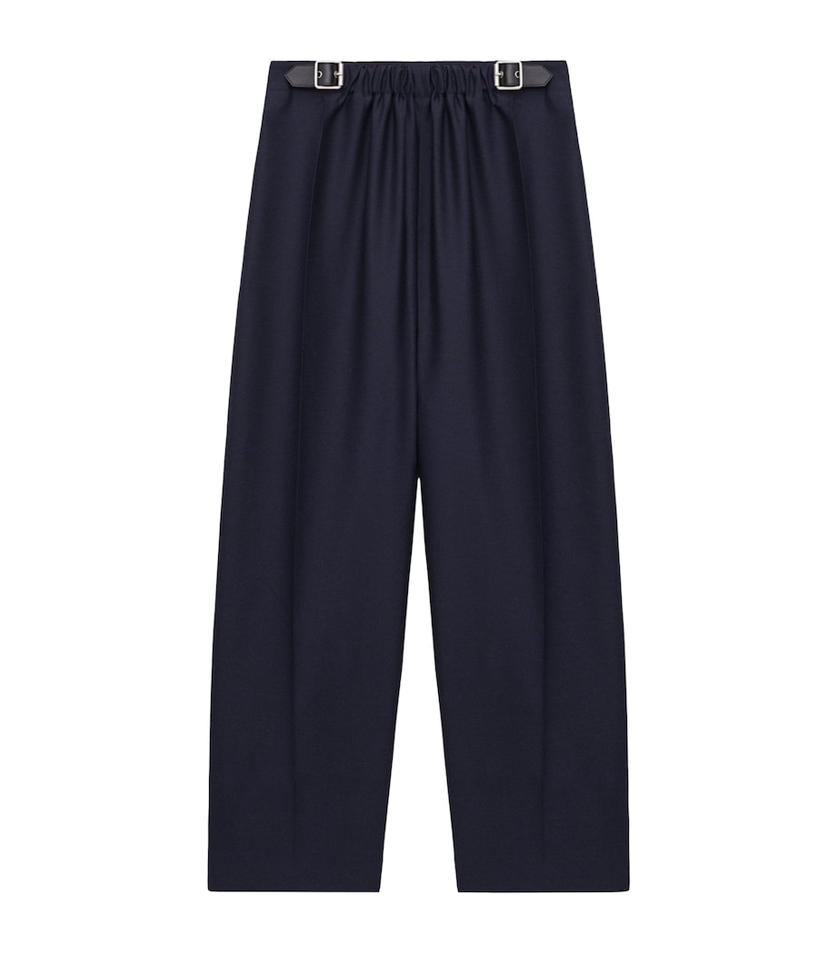 Buckled Wide-Leg Trousers NAVY BLUE Image 1