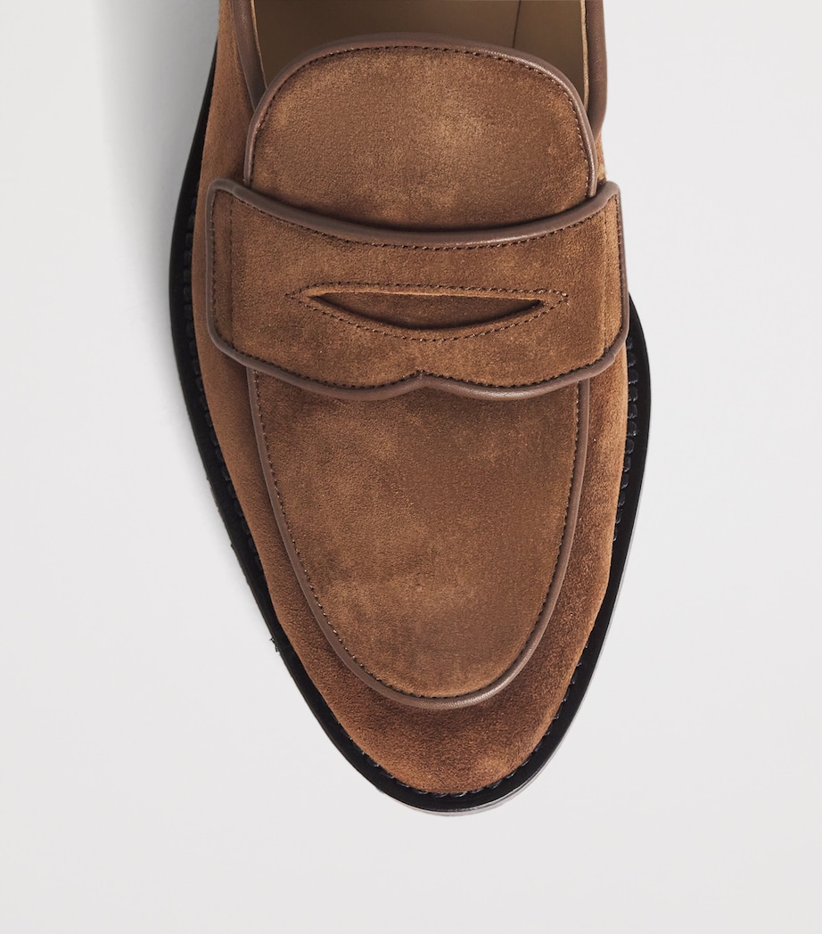 Leather Varsity Penny Loafers DARK BROWN Image 5