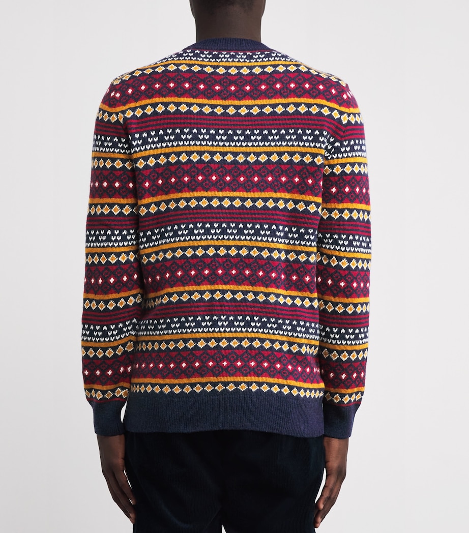Wool-Cotton Easdale Fair Isle Sweater NAVY Image 4