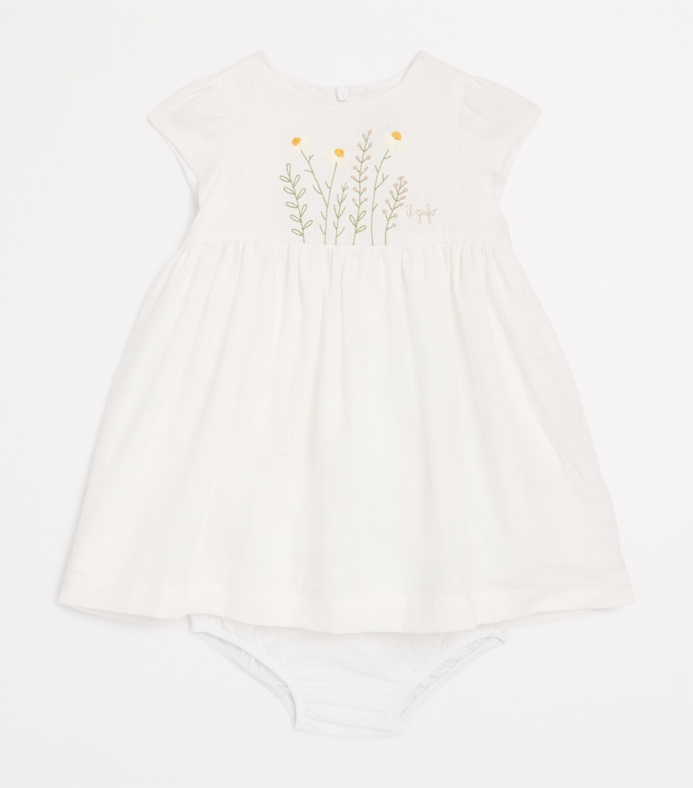 Il Gufo Embroidered Dress and Bloomers Set (6-18 Months) White Image 3