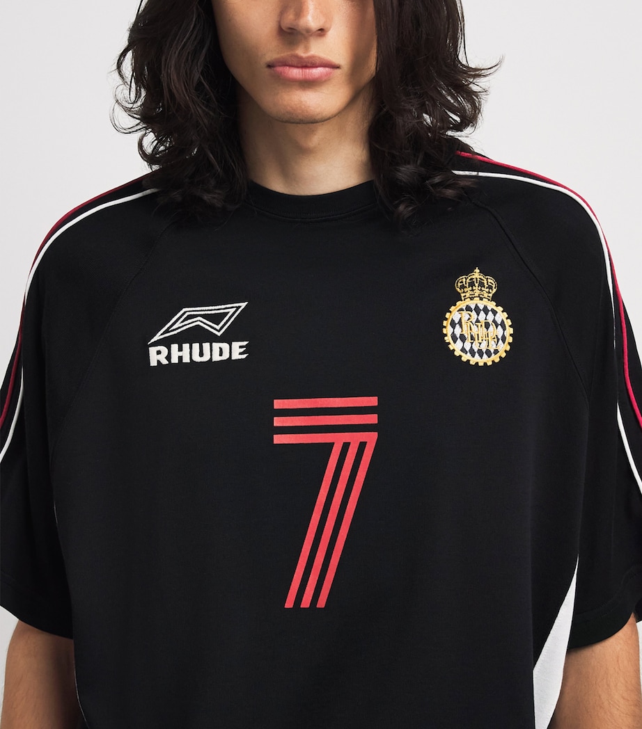 Rhude Mens Football Crest T-Shirt Blk/wht/red Image 3