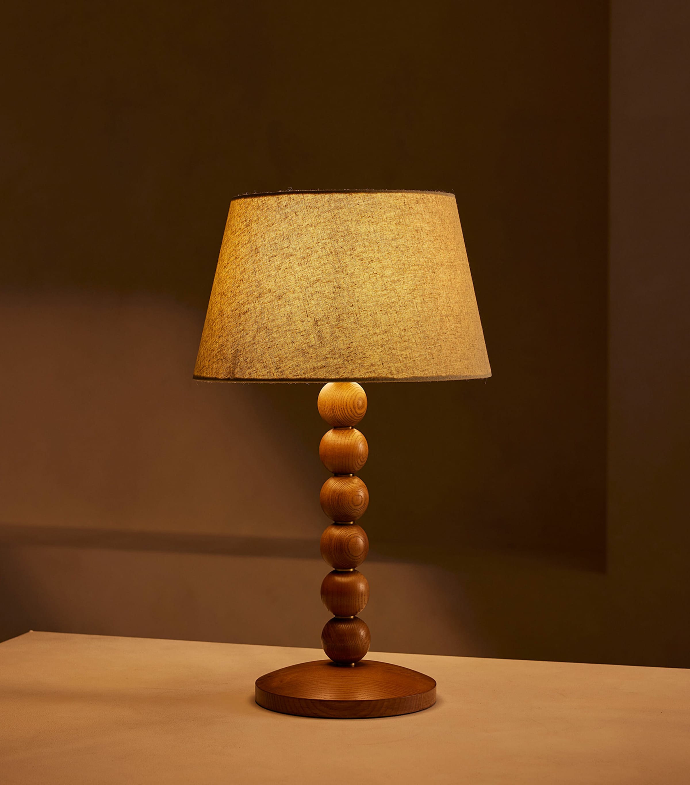 Soho Home Wood Bead Table Lamp Brown Image 2