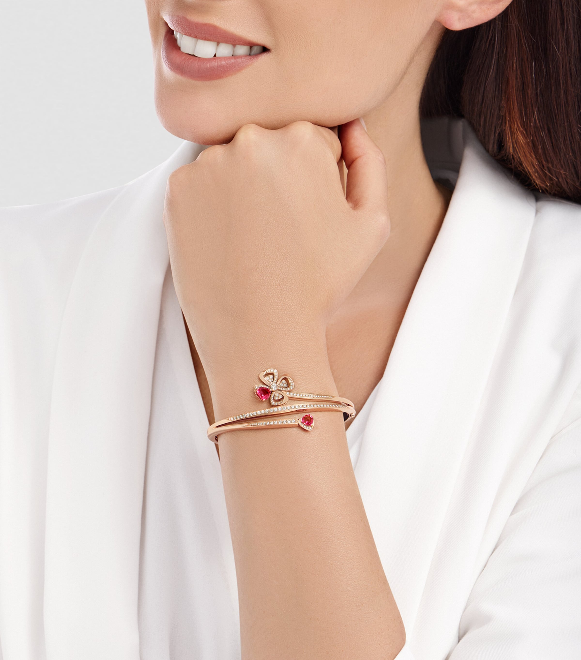Bvlgari Rose Gold, Diamond and Rubellite Fiorever Bangle Pink Gold Image 2